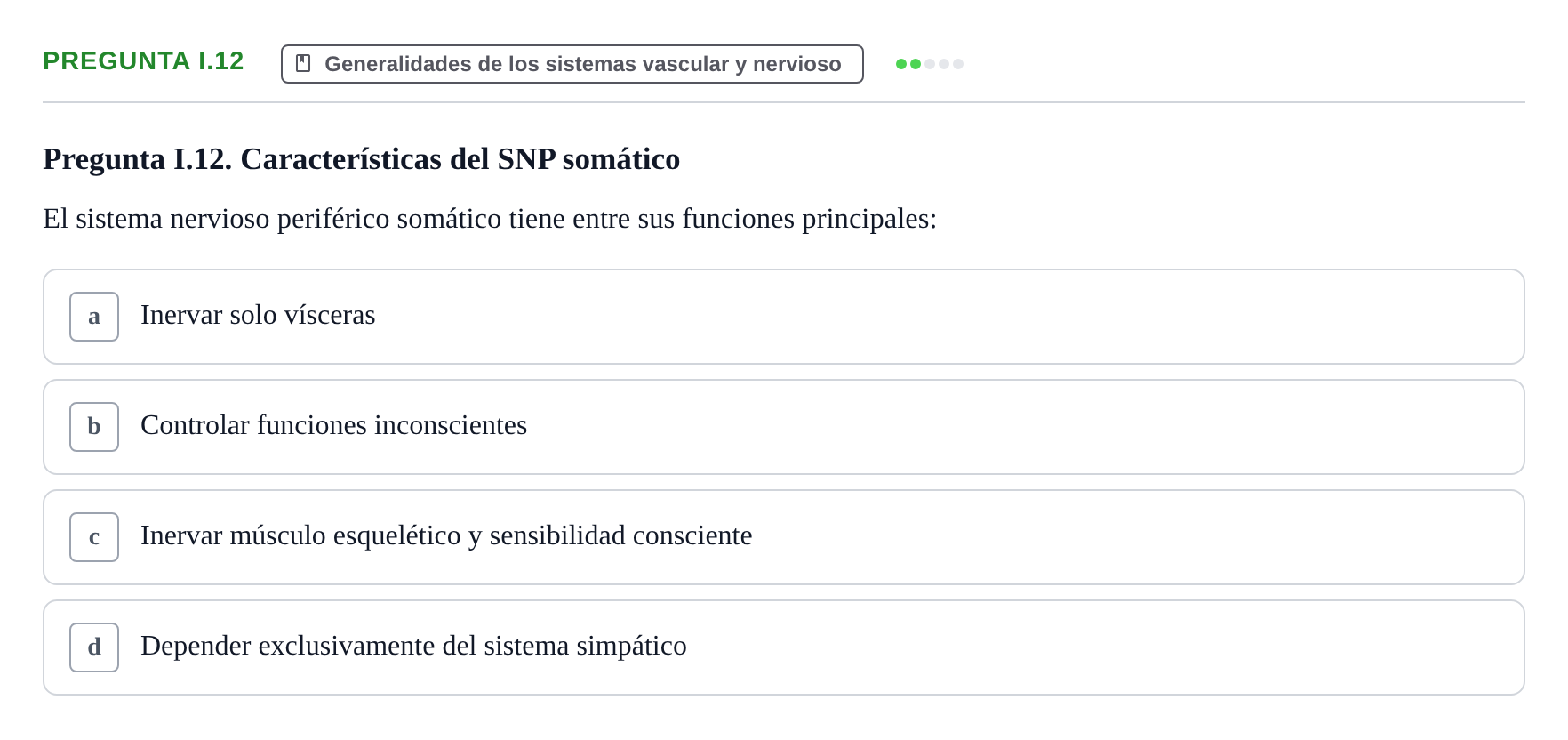 Enunciado: Pregunta I.12 · Anatomía Humana UAB Examen de repaso teórico: Vasos y nervios principales