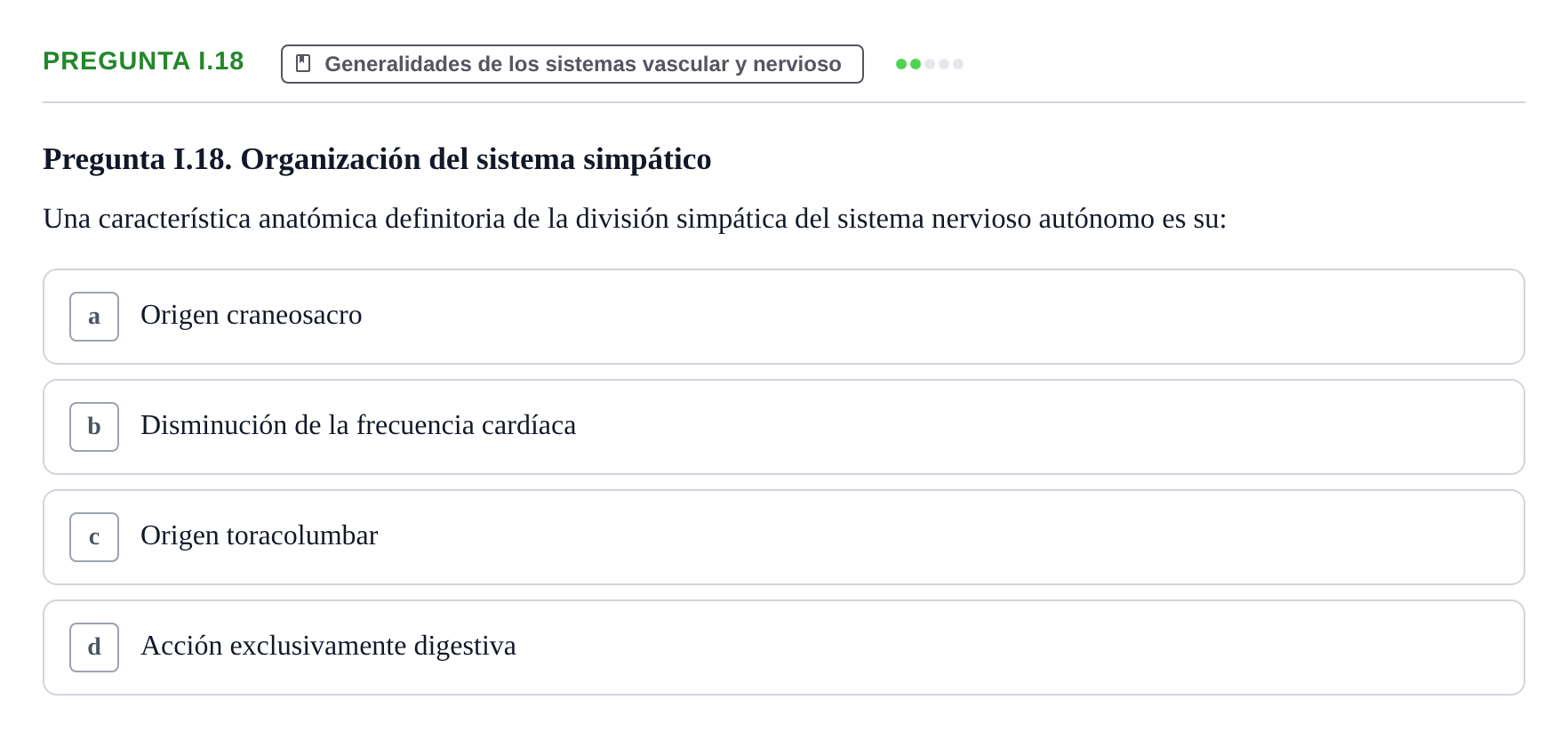 Enunciado: Pregunta I.18 · Anatomía Humana UAB Examen de repaso teórico: Vasos y nervios principales