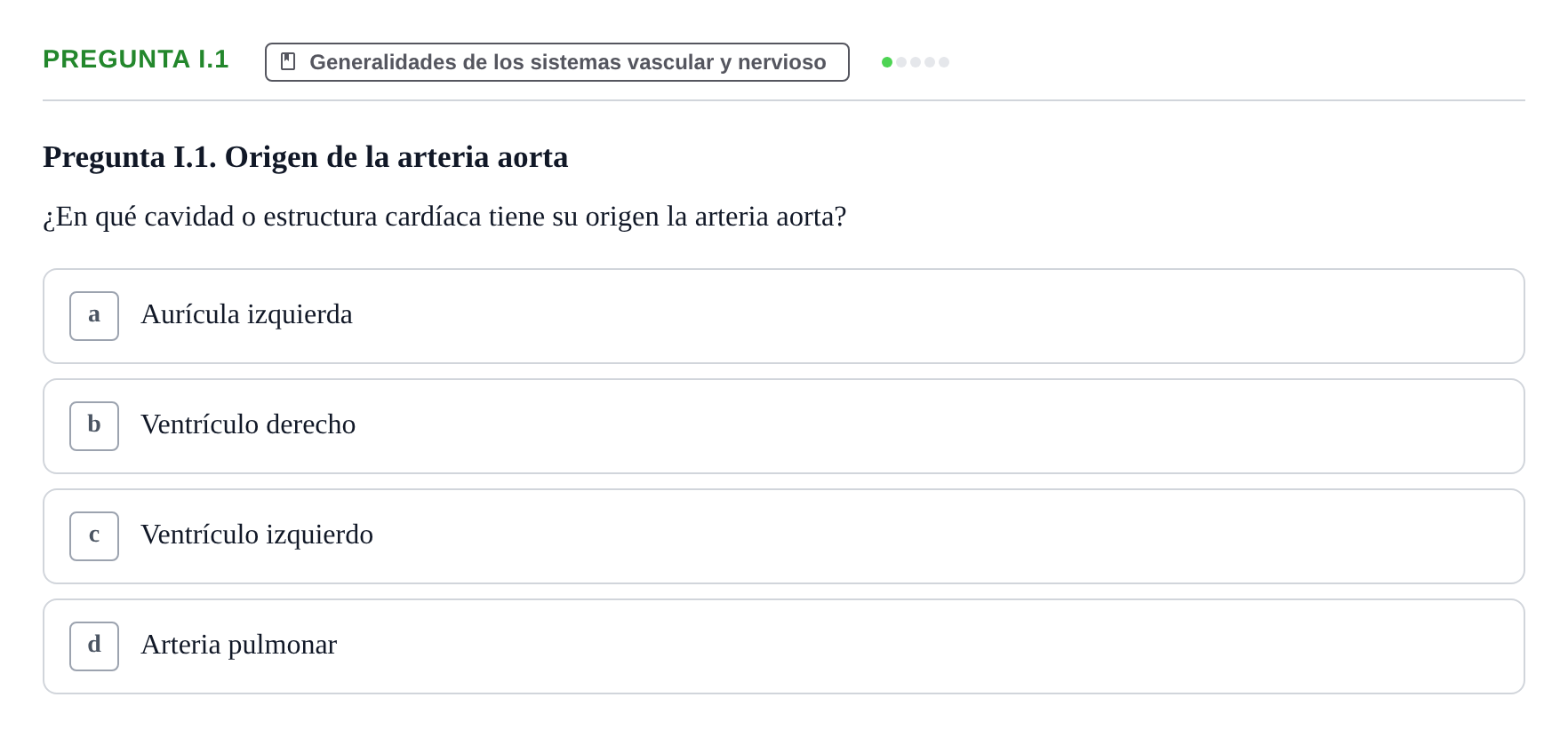 Enunciado: Pregunta I.1 · Anatomía Humana UAB Examen de repaso teórico: Vasos y nervios principales