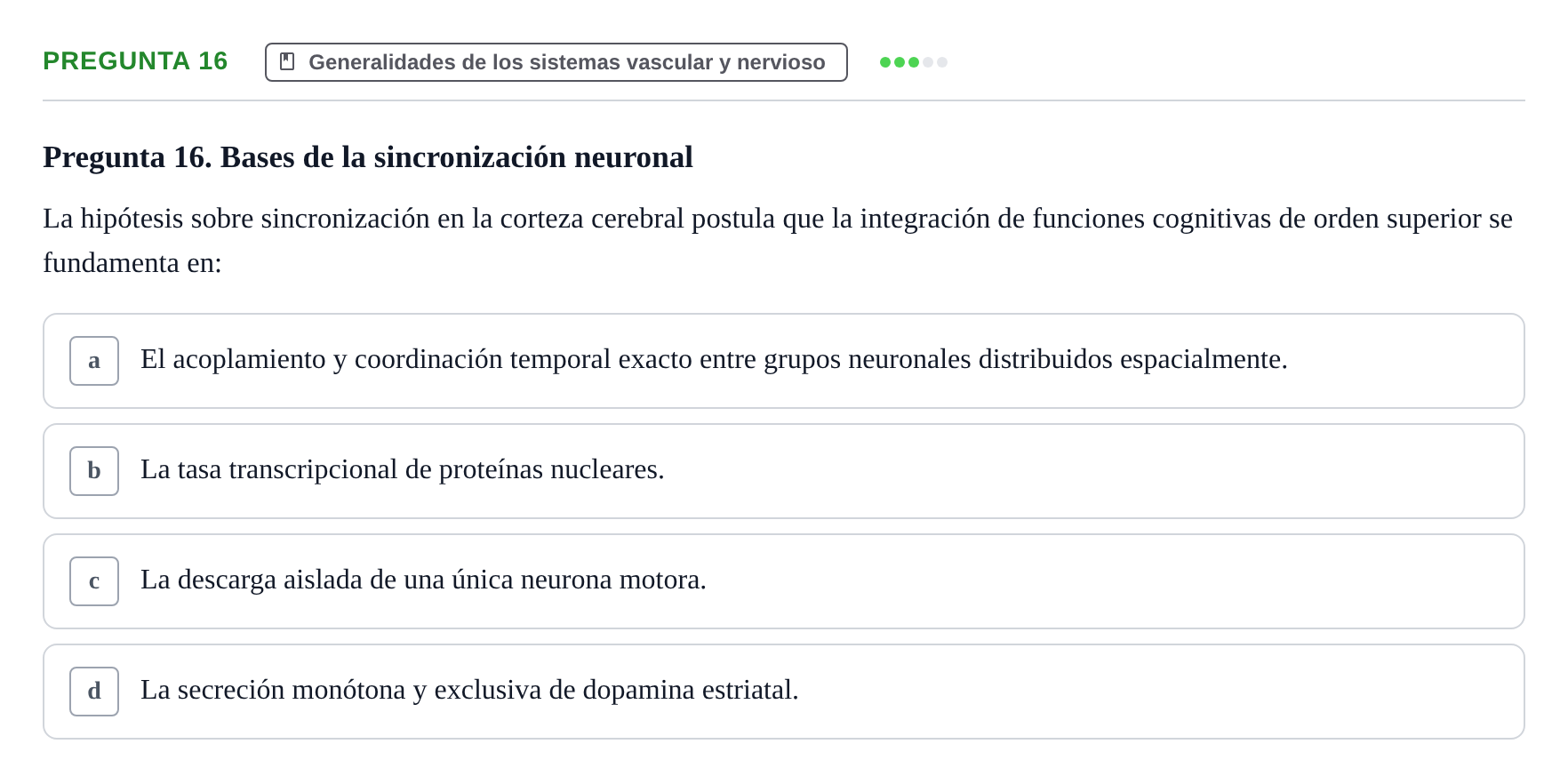 Enunciado: Pregunta 16