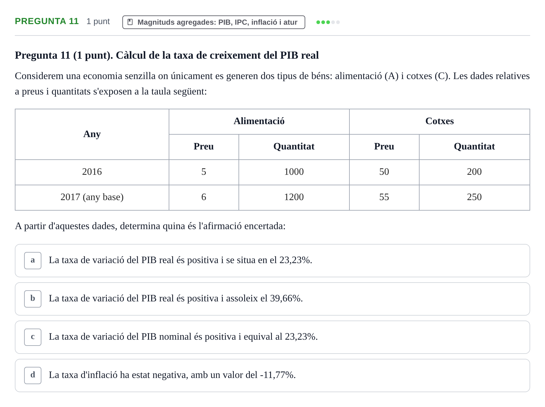 Enunciado: Pregunta 11 · Introducción a la Economía UAB 2019