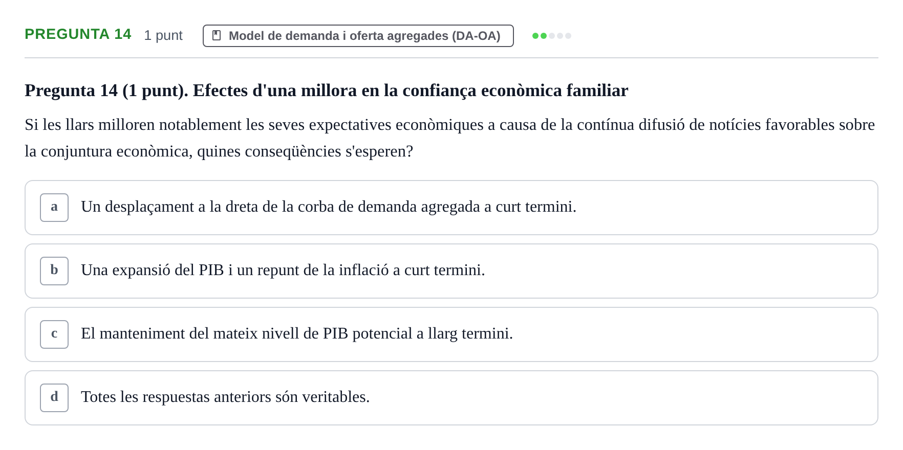 Enunciado: Pregunta 14 · Introducción a la Economía UAB 2019