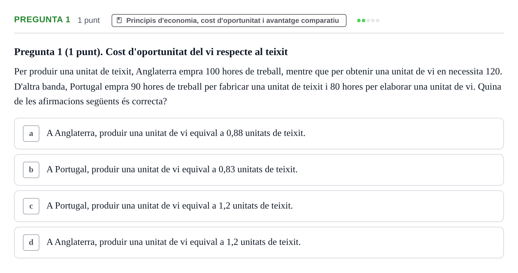 Enunciado: Pregunta 1 · Introducción a la Economía UAB 2019