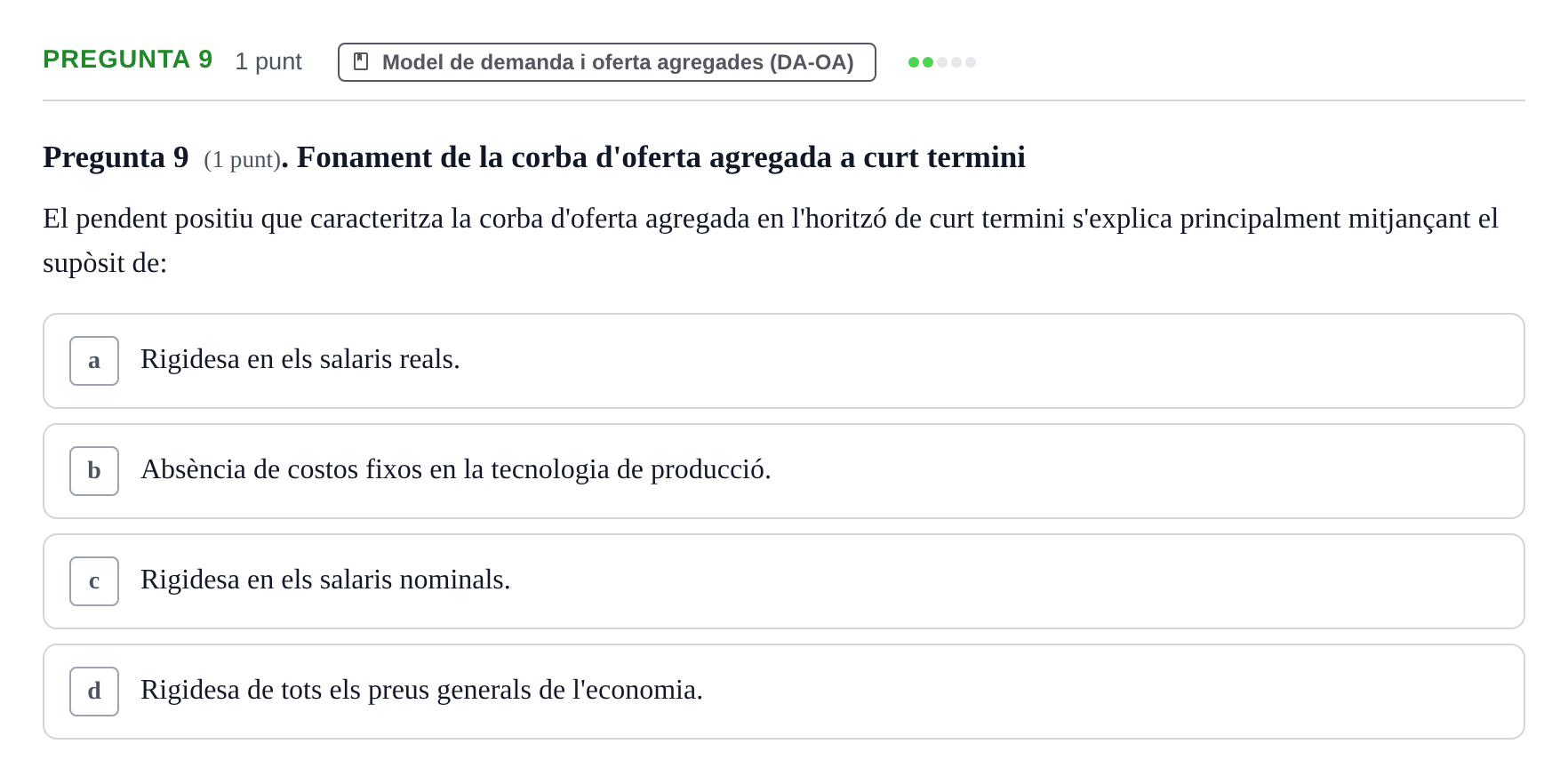 Enunciado: Pregunta 9 · Introducción a la Economía UAB 2019