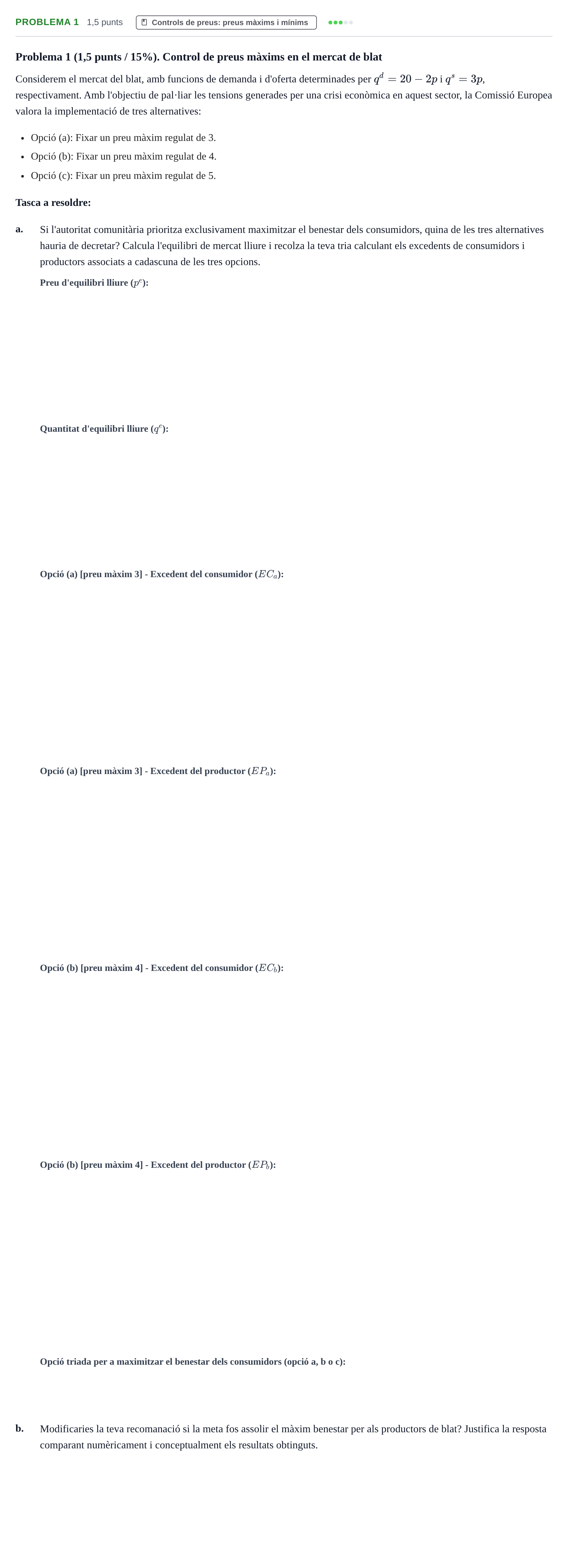 Enunciado: Problema 1 · Introducción a la Economía UAB 2019