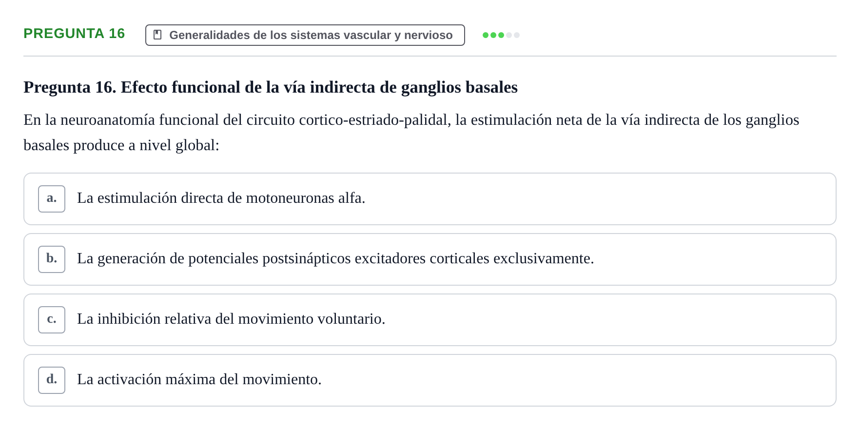 Enunciado: Pregunta 16