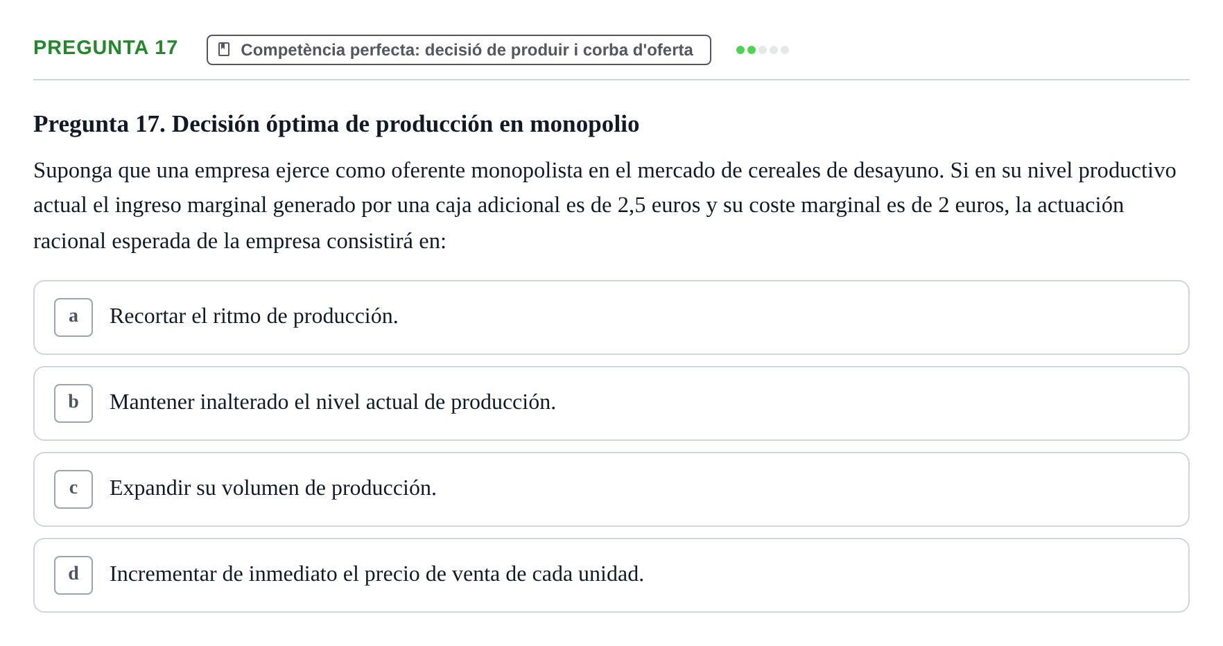 Enunciado: Pregunta 17 · Introducción a la Economía UAB 2010