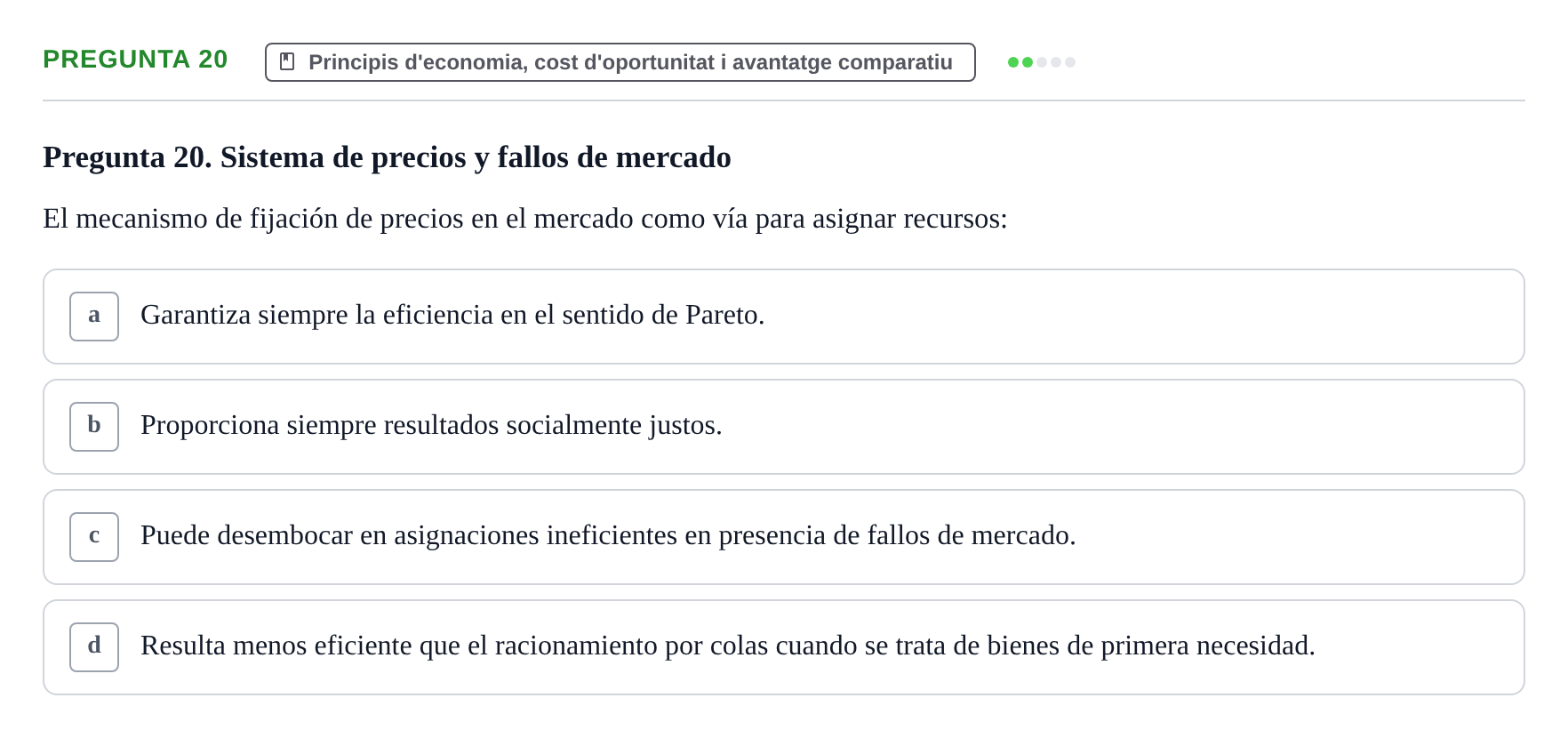 Enunciado: Pregunta 20 · Introducción a la Economía UAB 2010