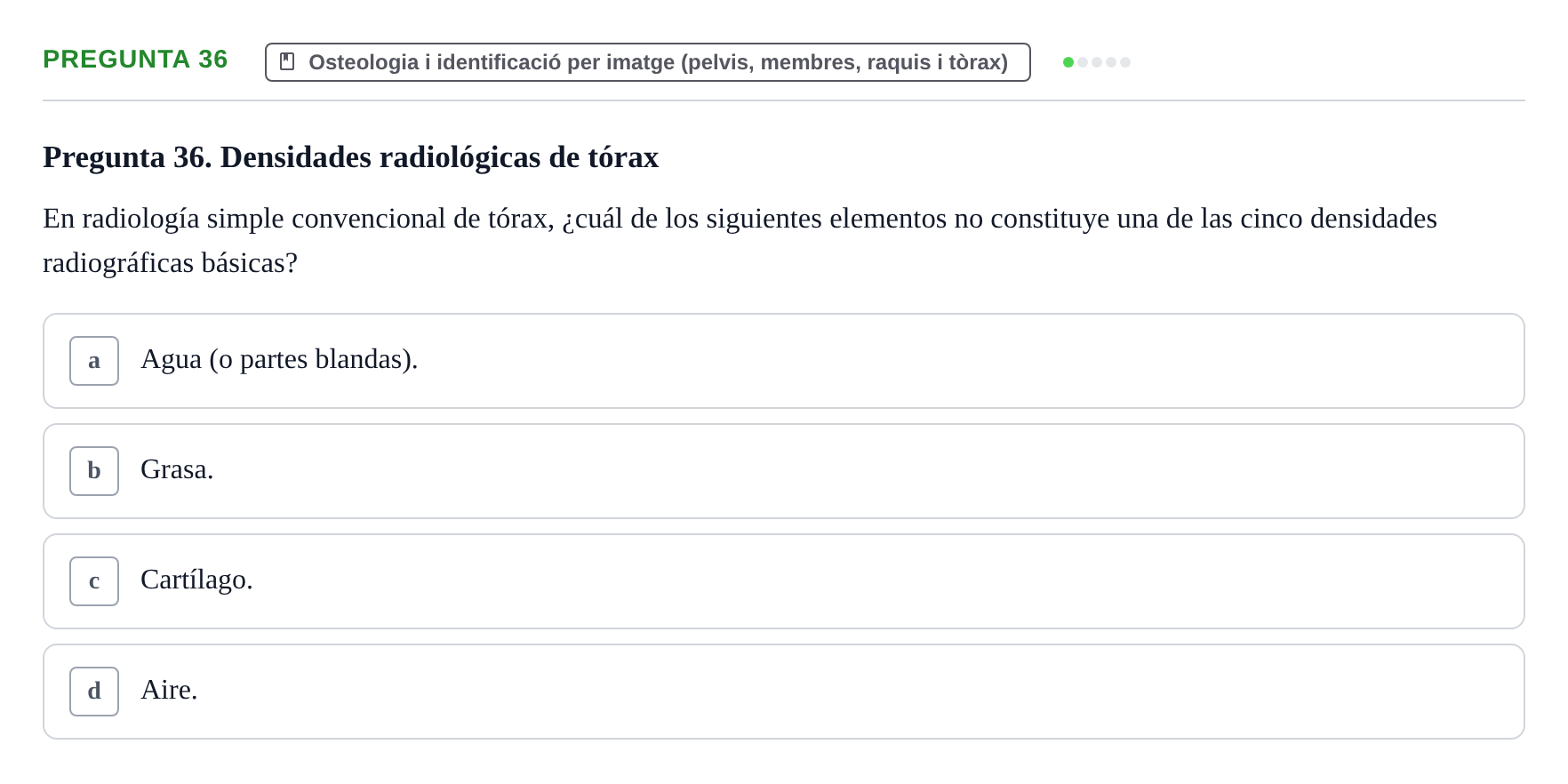 Enunciado: Pregunta 36 · Anatomia Humana: Generalitats i Aparell Locomotor UAB 2020