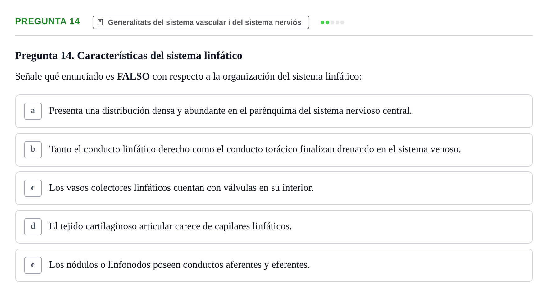 Enunciado: Pregunta 14 · Anatomia Humana: Generalitats i Aparell Locomotor UAB 2014