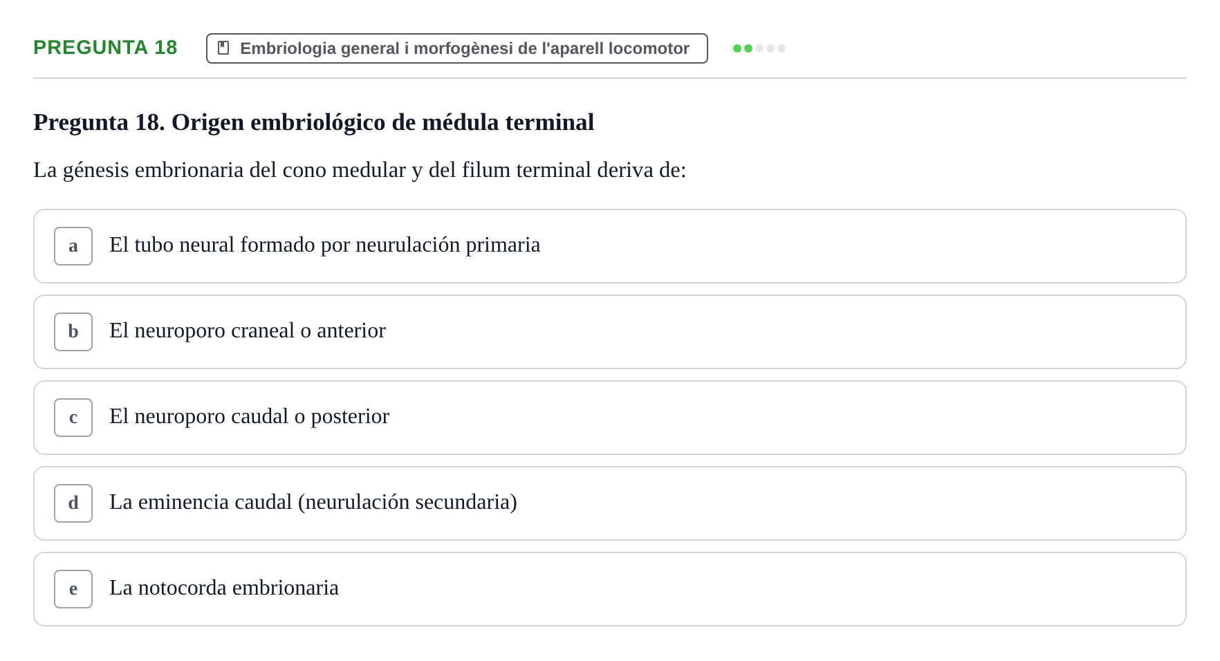 Enunciado: Pregunta 18 · Anatomia Humana: Generalitats i Aparell Locomotor UAB 2014