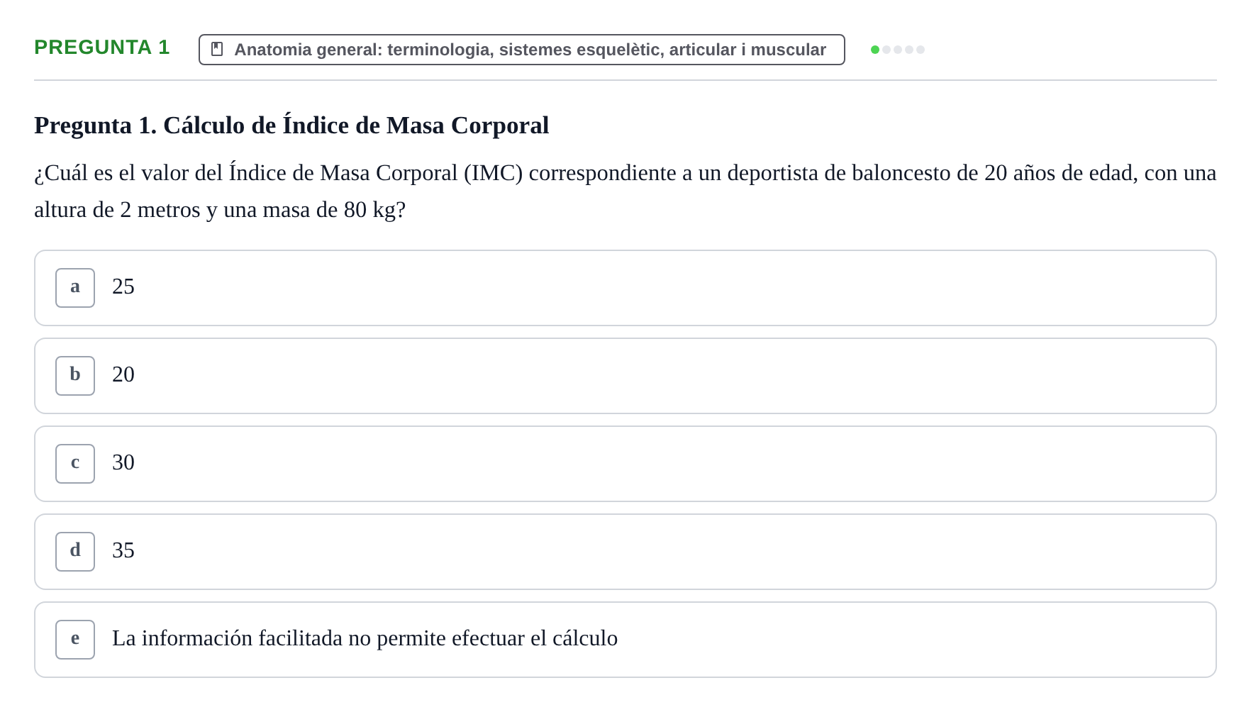 Enunciado: Pregunta 1 · Anatomia Humana: Generalitats i Aparell Locomotor UAB 2014