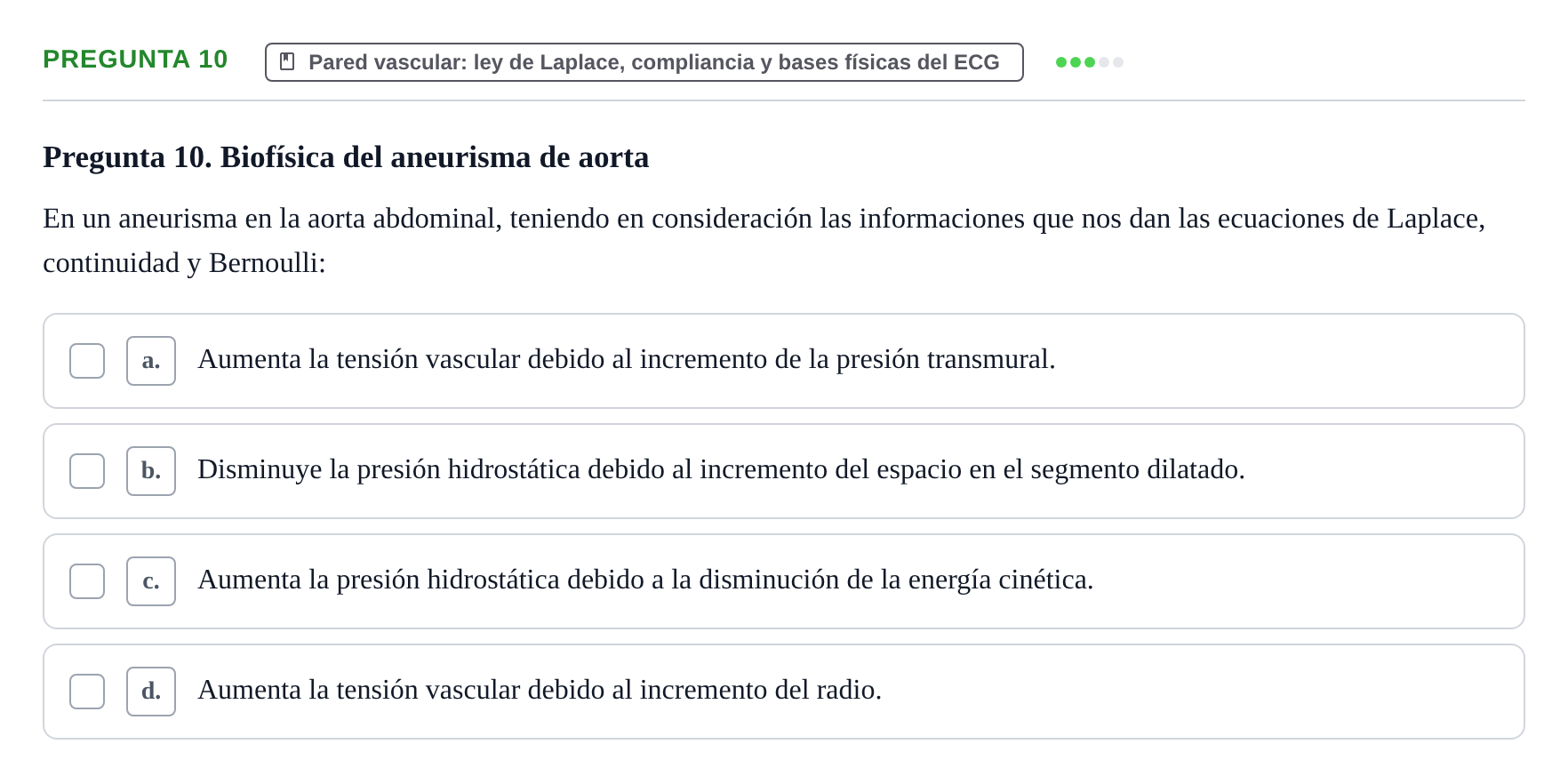 Enunciado: Pregunta 10 · Biofísica UAB 2023