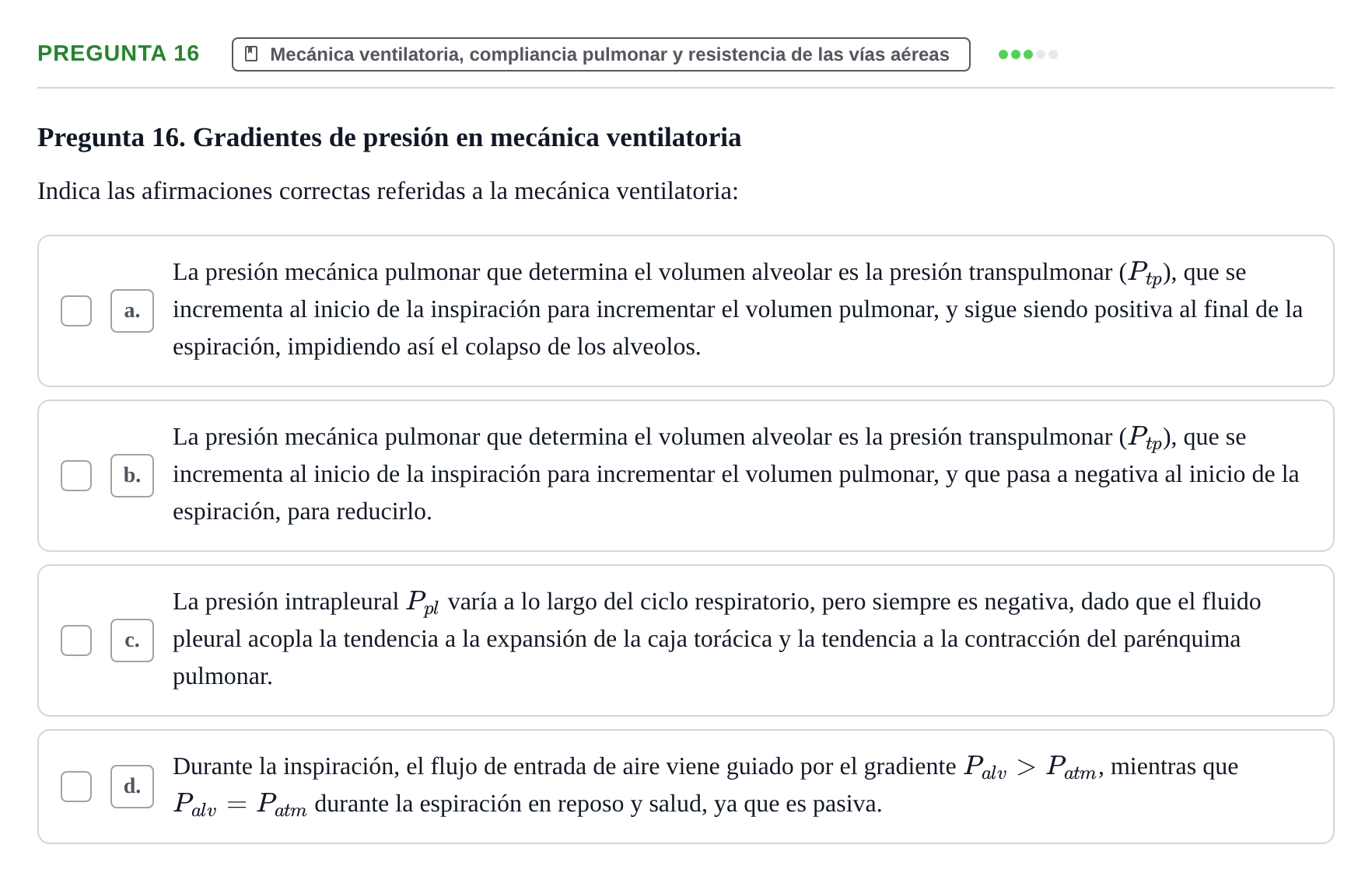 Enunciado: Pregunta 16 · Biofísica UAB 2023