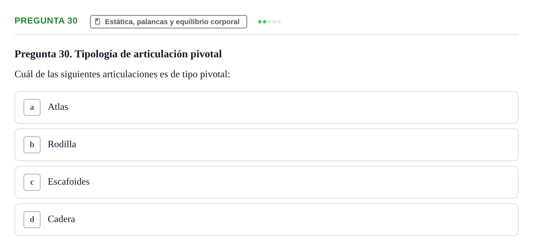 Enunciado: Pregunta 30 · Biofísica UAB 2023