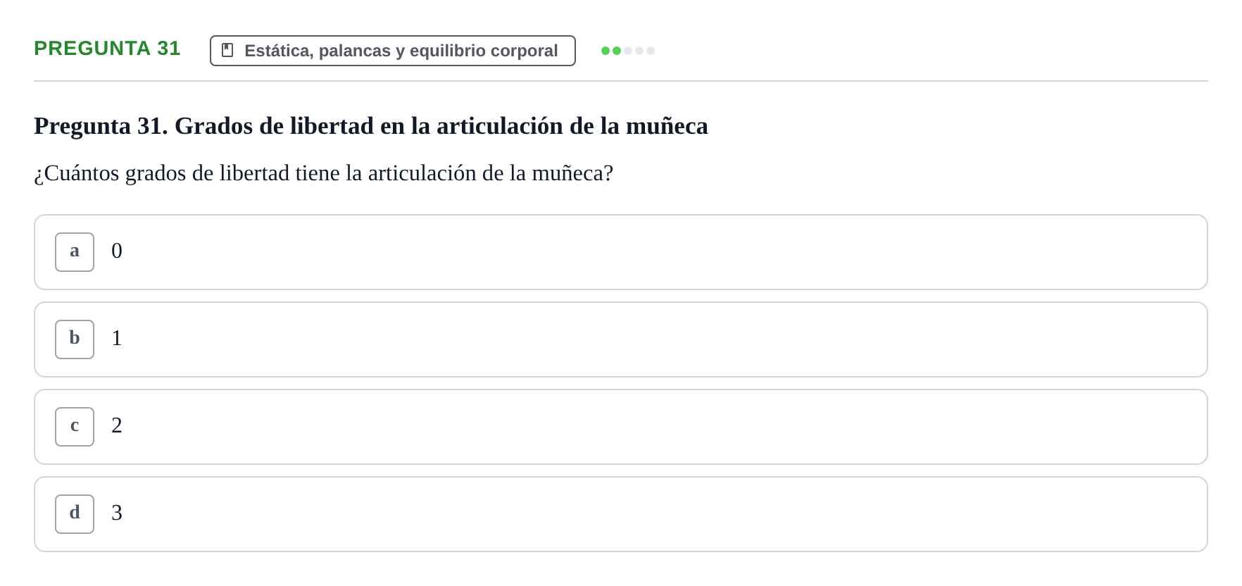 Enunciado: Pregunta 31 · Biofísica UAB 2023