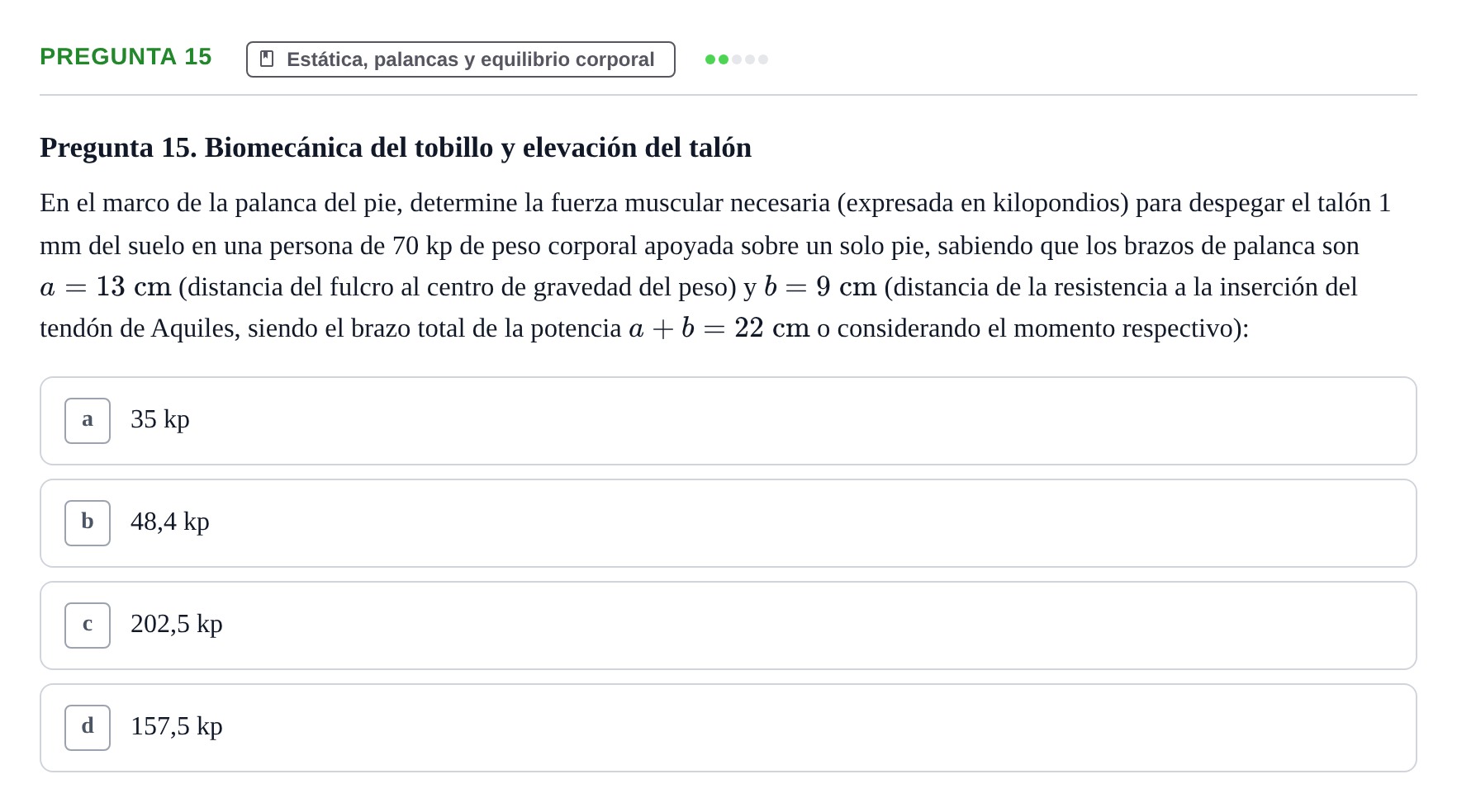 Enunciado: Pregunta 15 · Biofísica UAB 2024