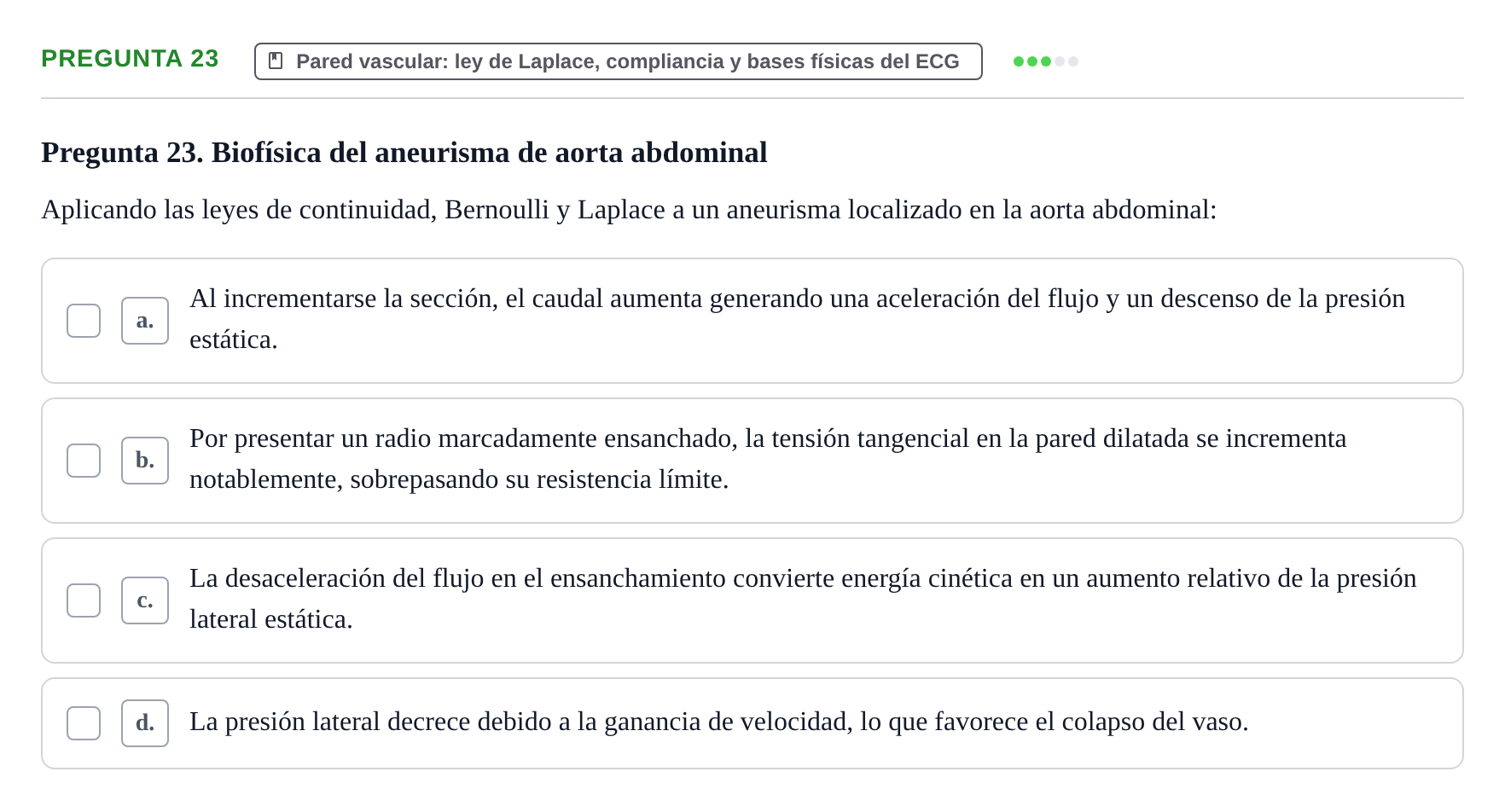 Enunciado: Pregunta 23 · Biofísica UAB 2024