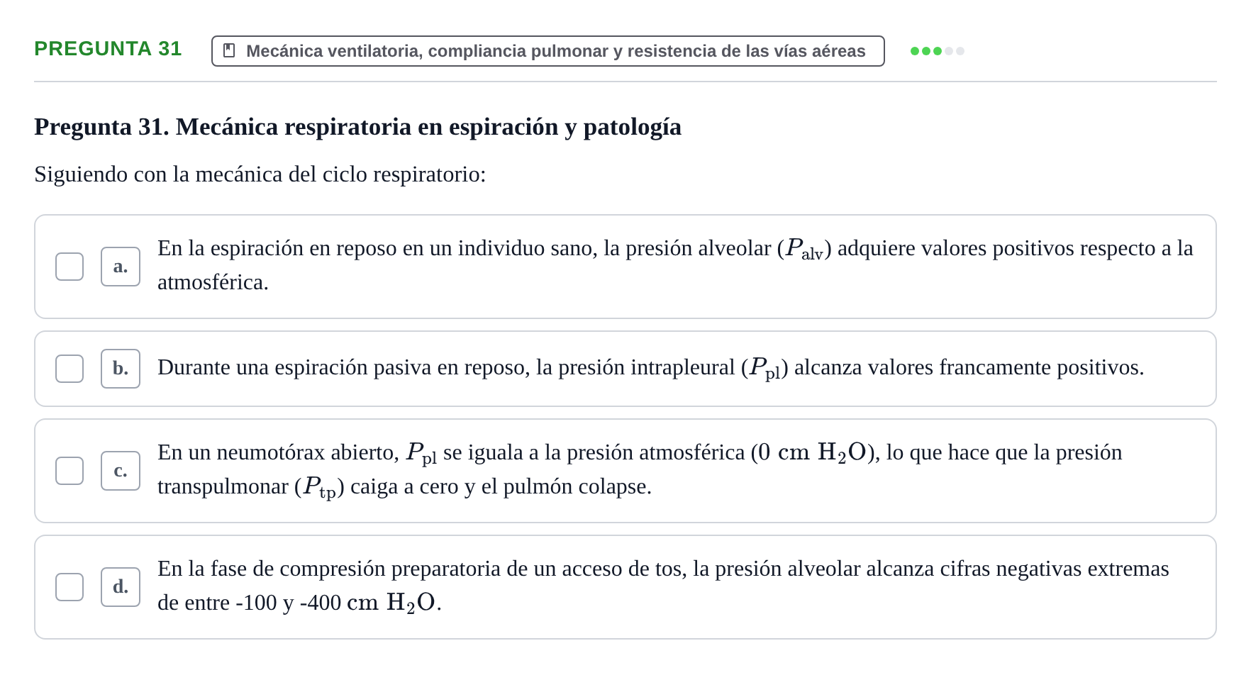 Enunciado: Pregunta 31 · Biofísica UAB 2025