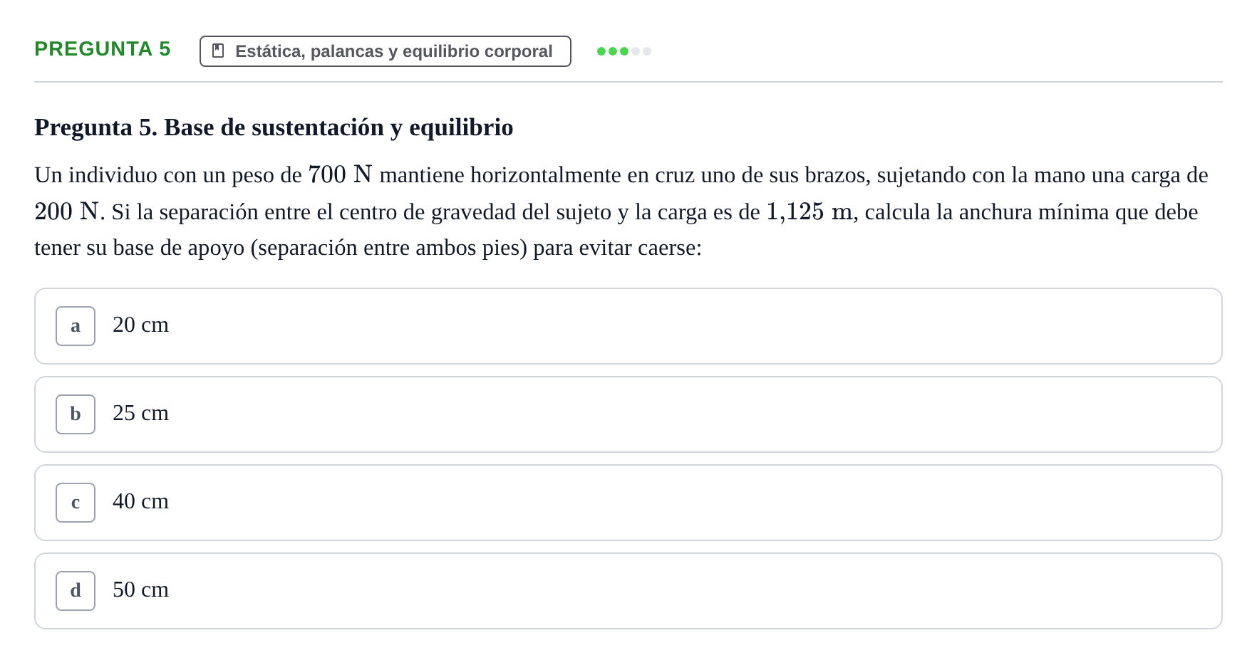 Enunciado: Pregunta 5 · Biofísica UAB 2025