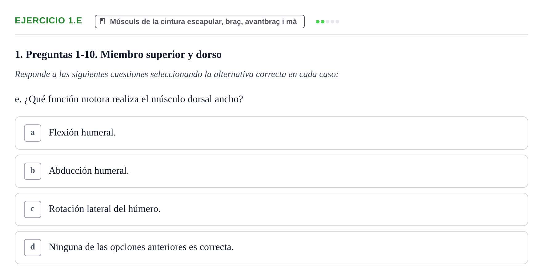 Enunciado: Ejercicio 1.e · Anatomia Humana: Generalitats i Aparell Locomotor UAB 2024