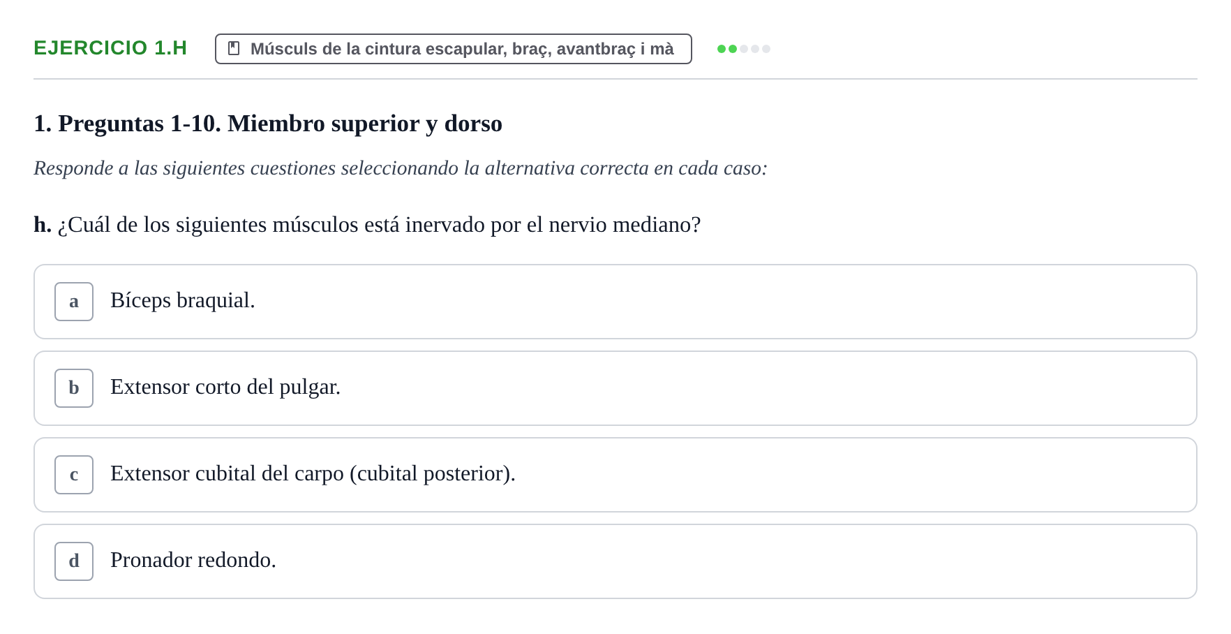 Enunciado: Ejercicio 1.h · Anatomia Humana: Generalitats i Aparell Locomotor UAB 2024