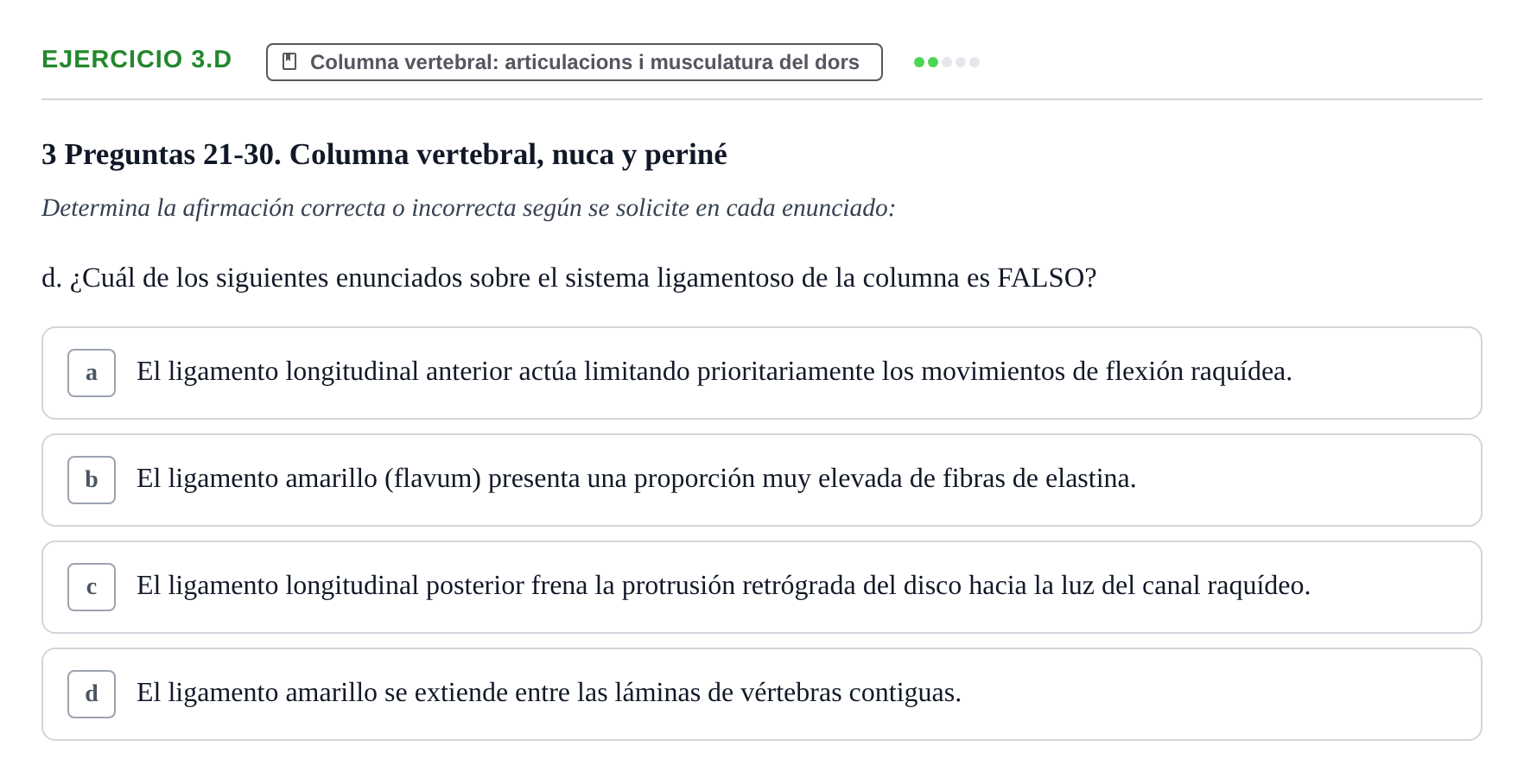 Enunciado: Ejercicio 3.d · Anatomia Humana: Generalitats i Aparell Locomotor UAB 2024