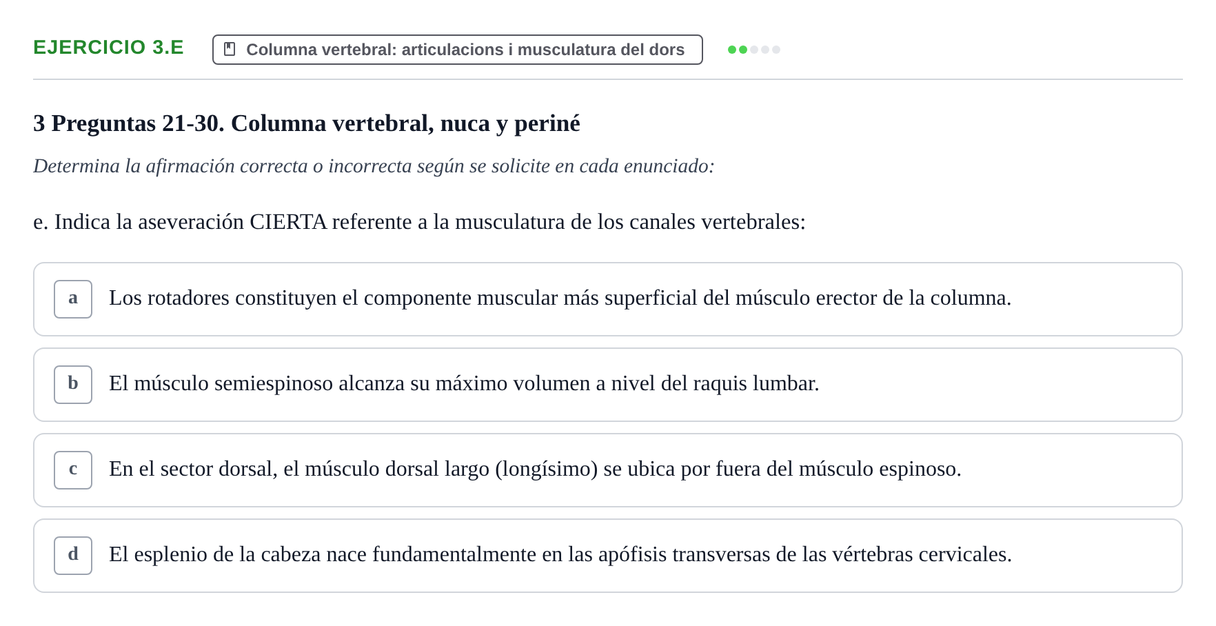Enunciado: Ejercicio 3.e · Anatomia Humana: Generalitats i Aparell Locomotor UAB 2024