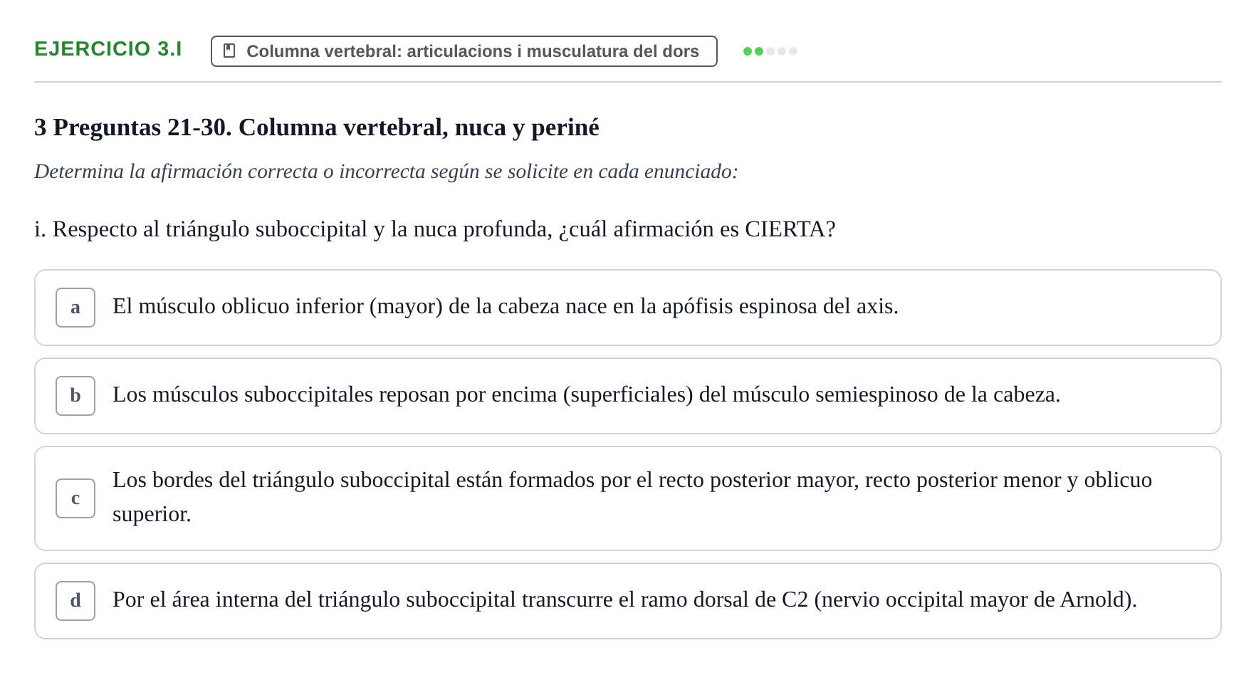 Enunciado: Ejercicio 3.i · Anatomia Humana: Generalitats i Aparell Locomotor UAB 2024