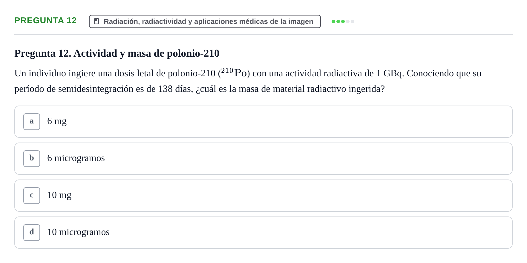 Enunciado: Pregunta 12 · Biofísica UAB 2022
