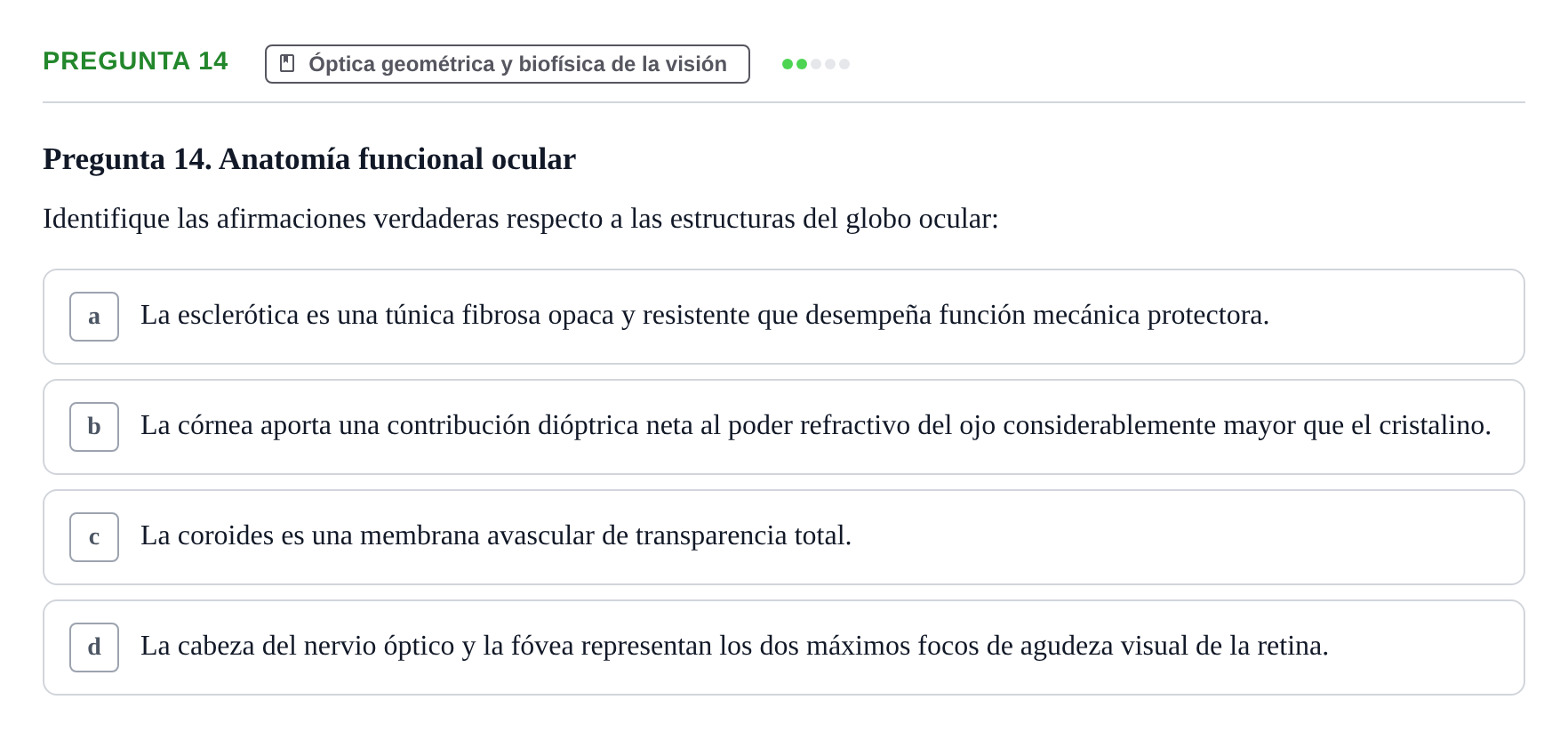 Enunciado: Pregunta 14 · Biofísica UAB 2022