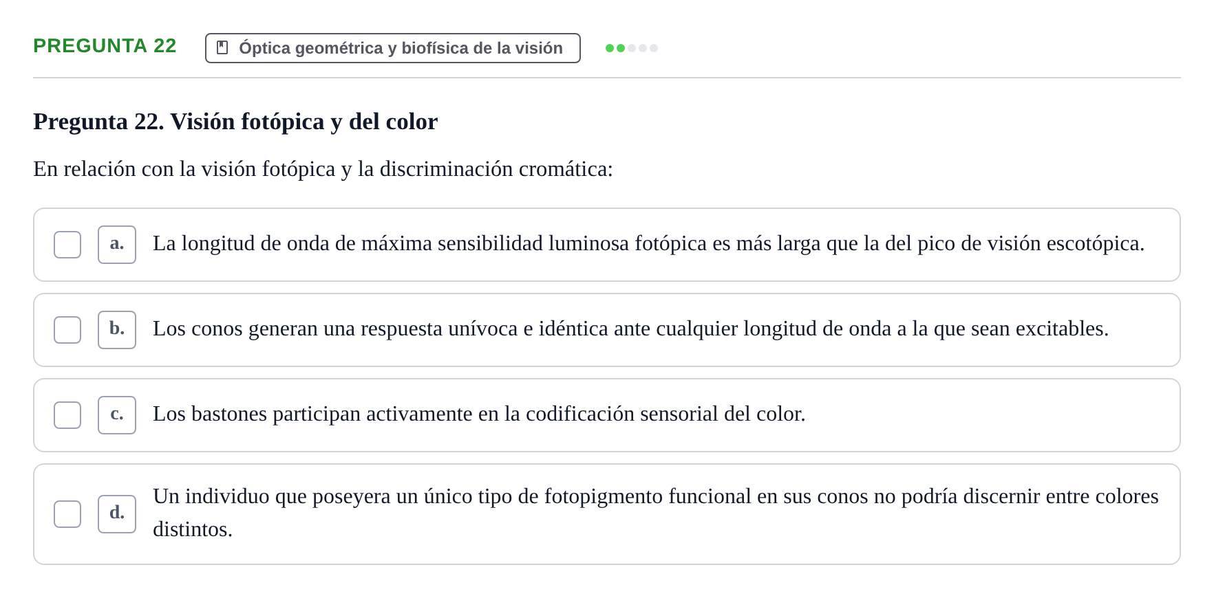 Enunciado: Pregunta 22 · Biofísica UAB 2022