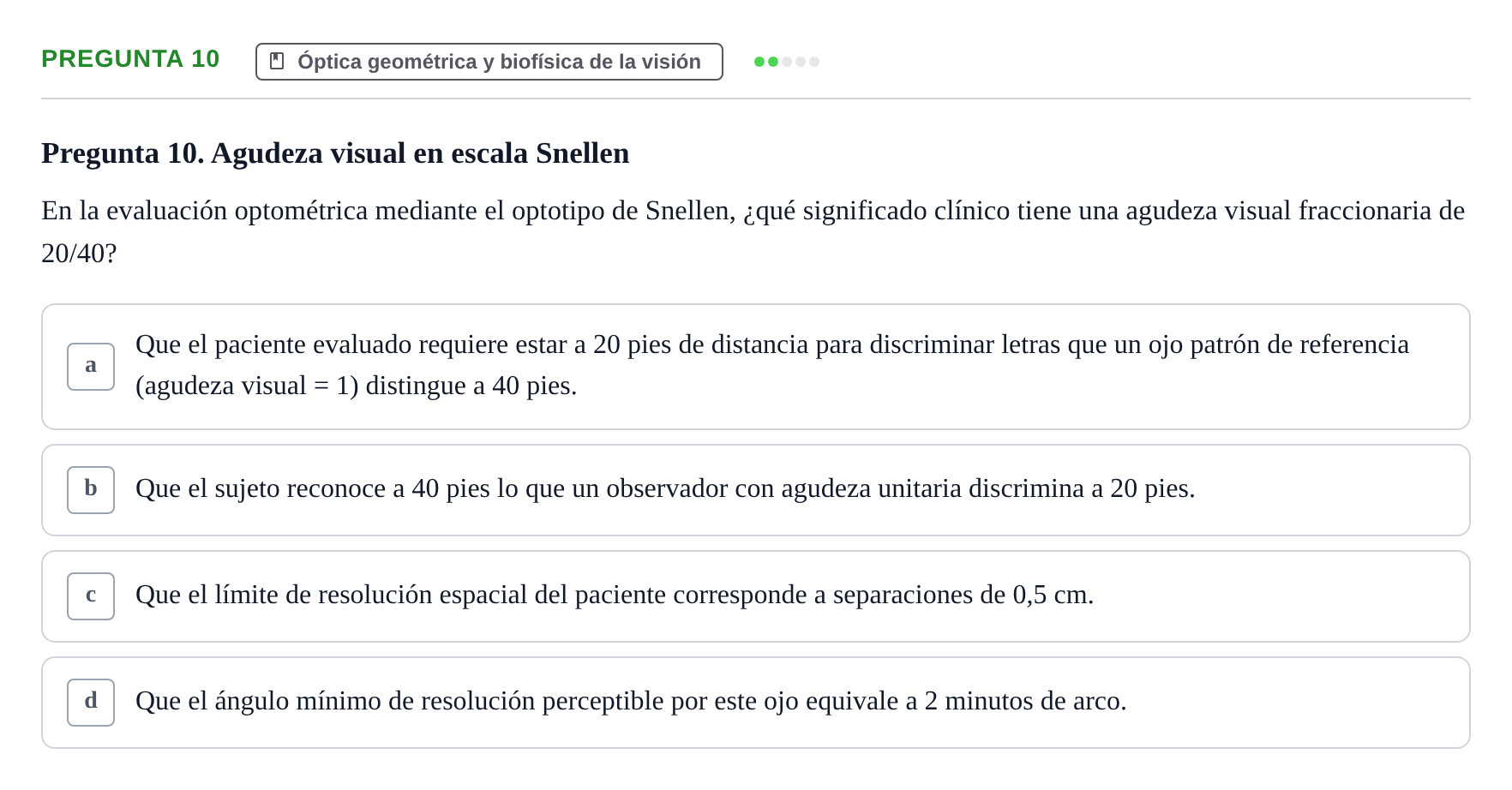 Enunciado: Pregunta 10 · Biofísica UAB Examen Segundo Parcial de Biofísica
