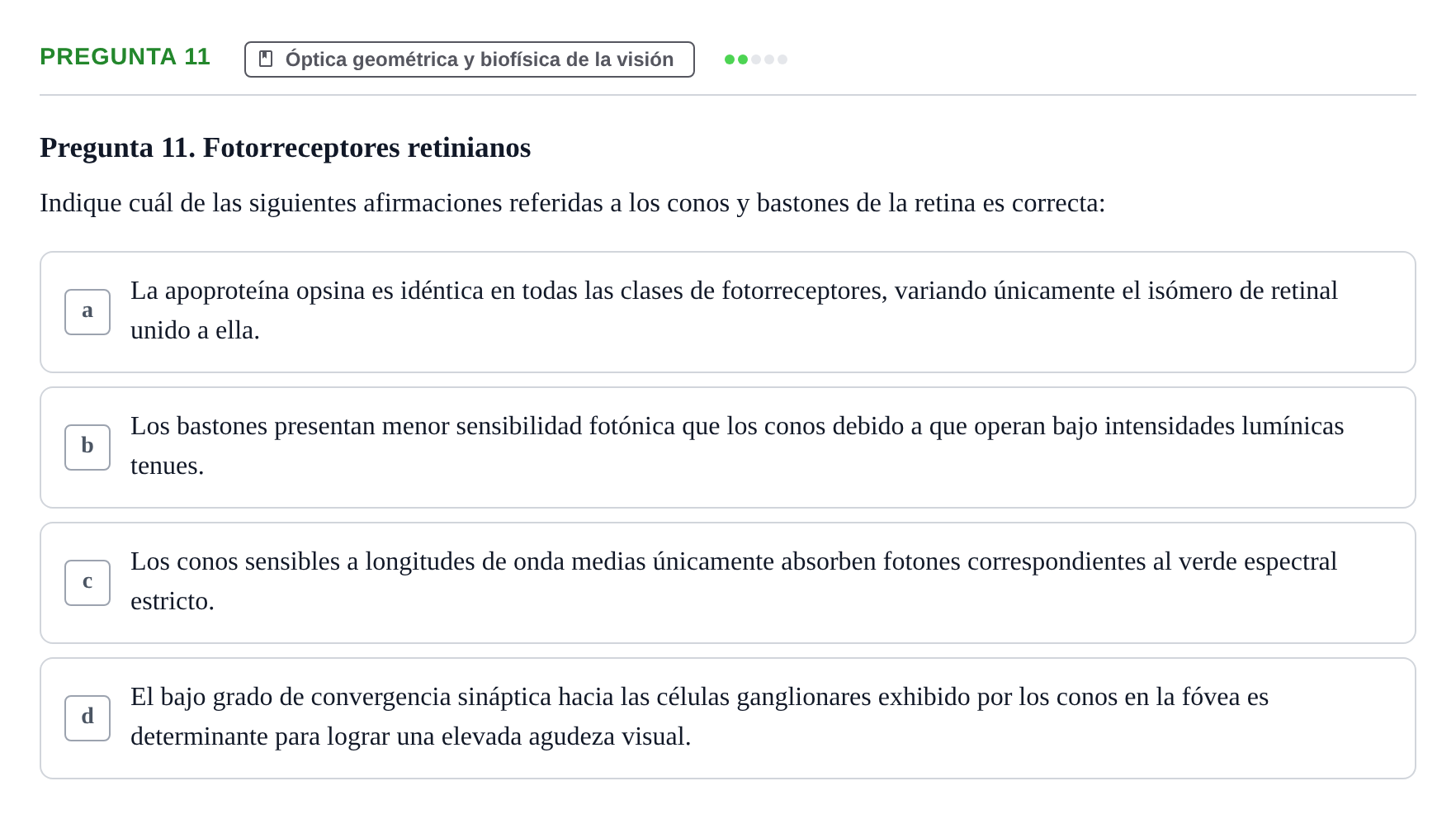 Enunciado: Pregunta 11 · Biofísica UAB Examen Segundo Parcial de Biofísica
