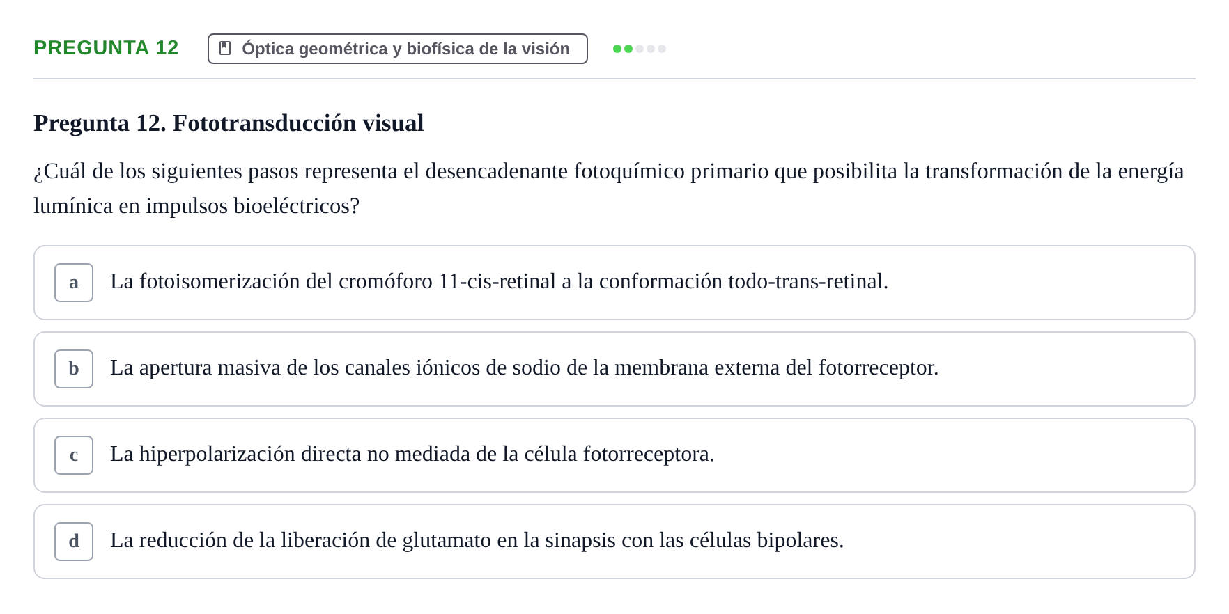 Enunciado: Pregunta 12 · Biofísica UAB Examen Segundo Parcial de Biofísica
