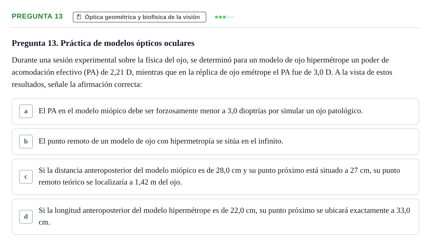 Enunciado: Pregunta 13 · Biofísica UAB Examen Segundo Parcial de Biofísica