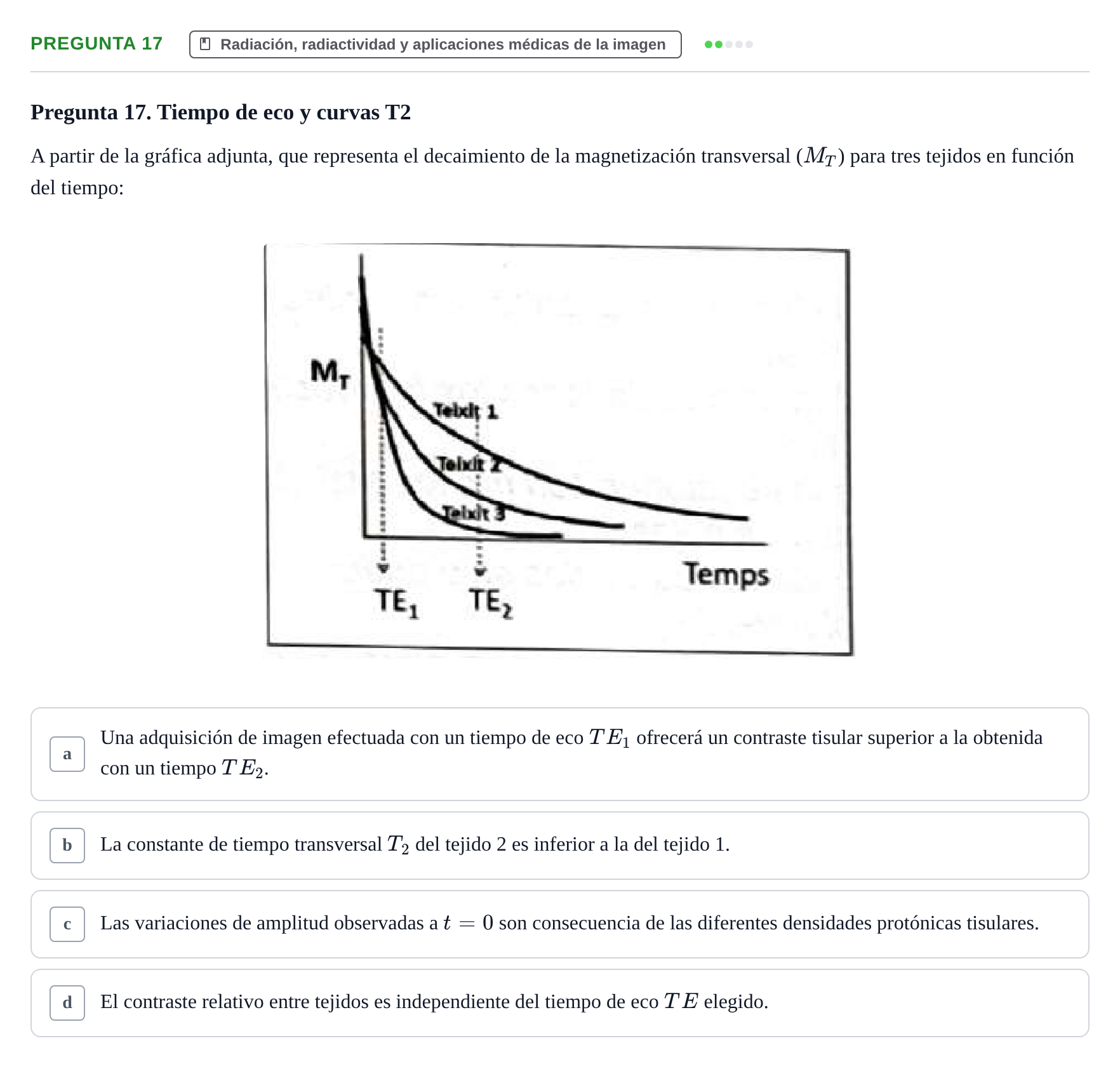 Enunciado: Pregunta 17 · Biofísica UAB Examen Segundo Parcial de Biofísica