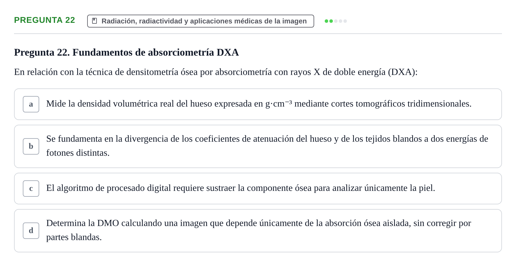 Enunciado: Pregunta 22 · Biofísica UAB Examen Segundo Parcial de Biofísica