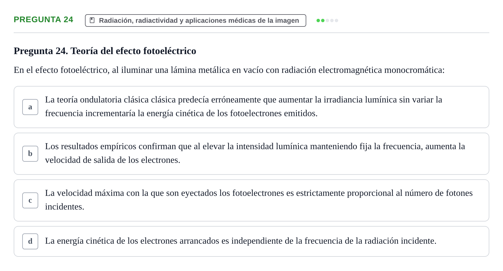Enunciado: Pregunta 24 · Biofísica UAB Examen Segundo Parcial de Biofísica