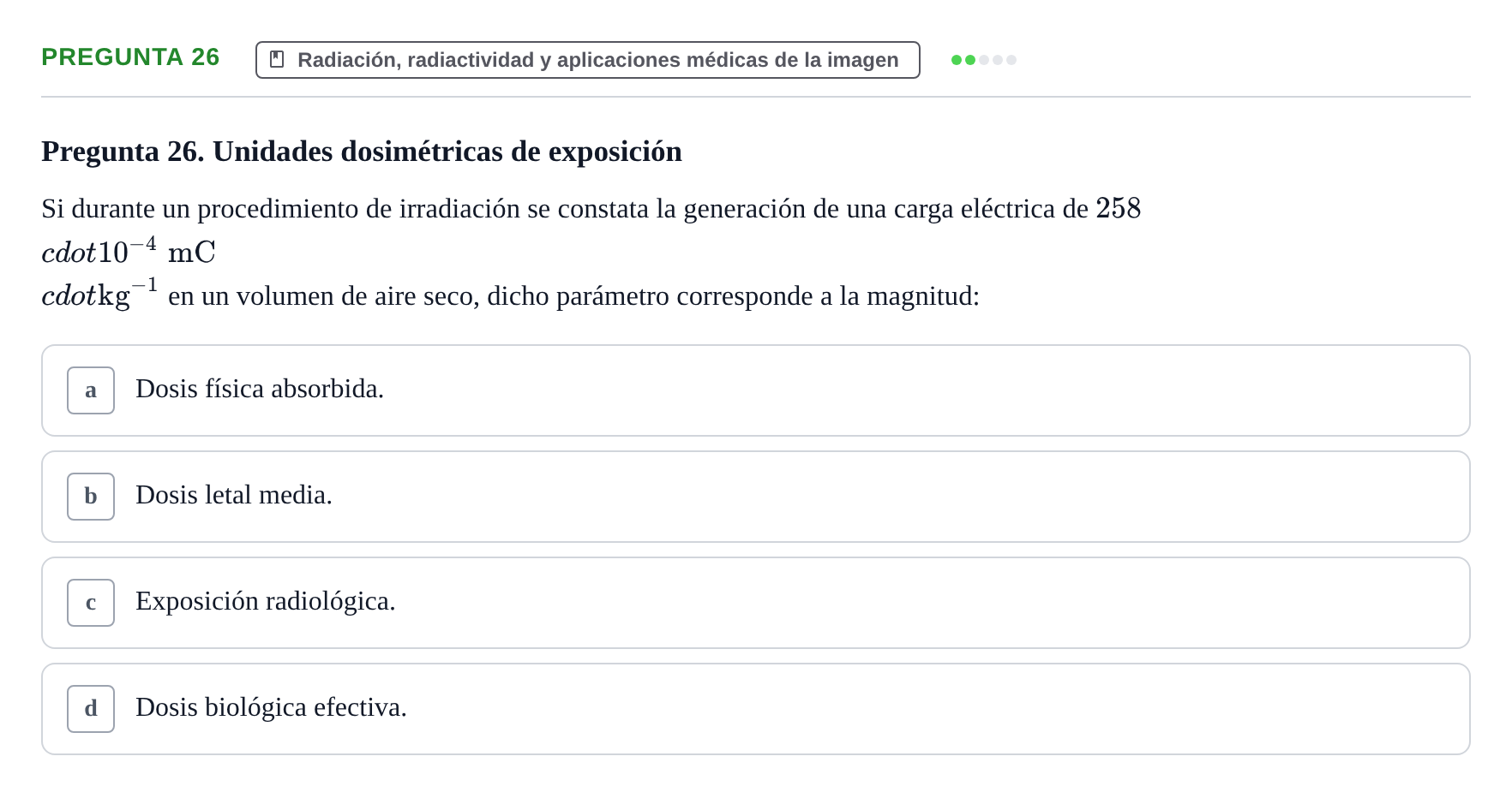 Enunciado: Pregunta 26 · Biofísica UAB Examen Segundo Parcial de Biofísica