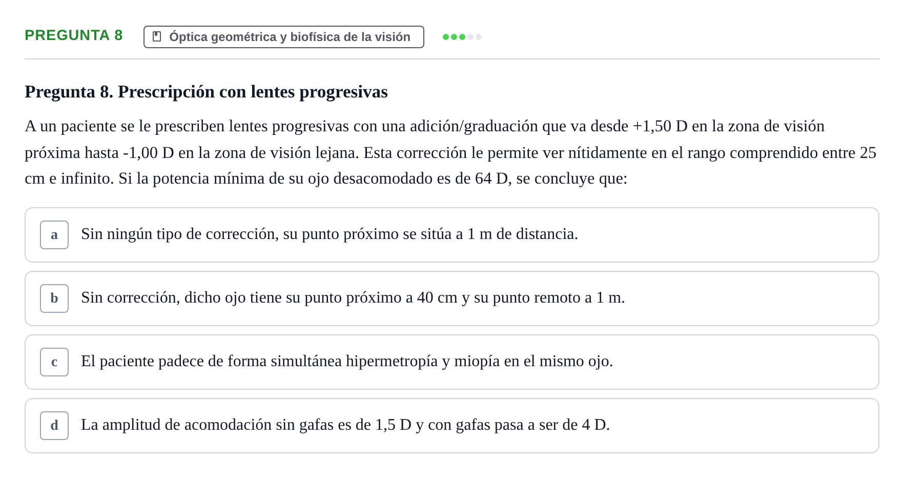 Enunciado: Pregunta 8 · Biofísica UAB Examen Segundo Parcial de Biofísica