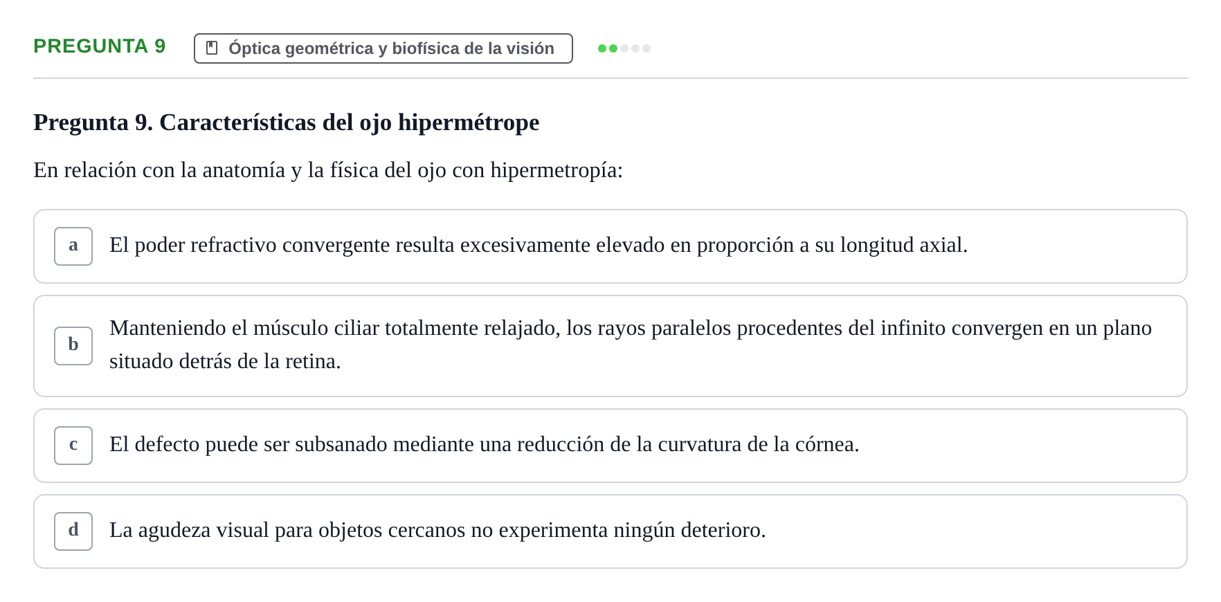 Enunciado: Pregunta 9 · Biofísica UAB Examen Segundo Parcial de Biofísica