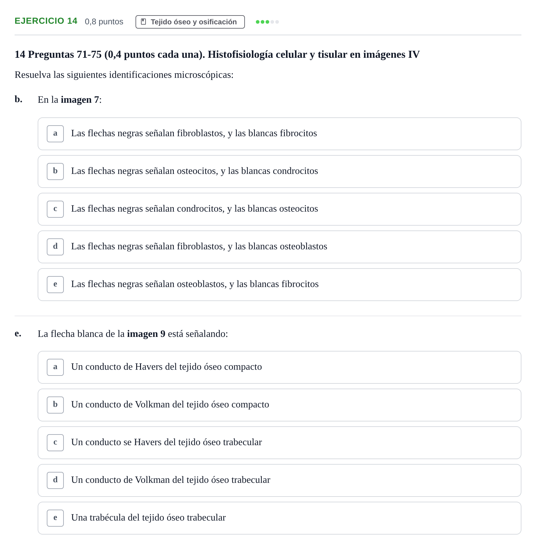 Enunciado: Ejercicio 14 - Tejido óseo y osificación · Histología UAB 2023