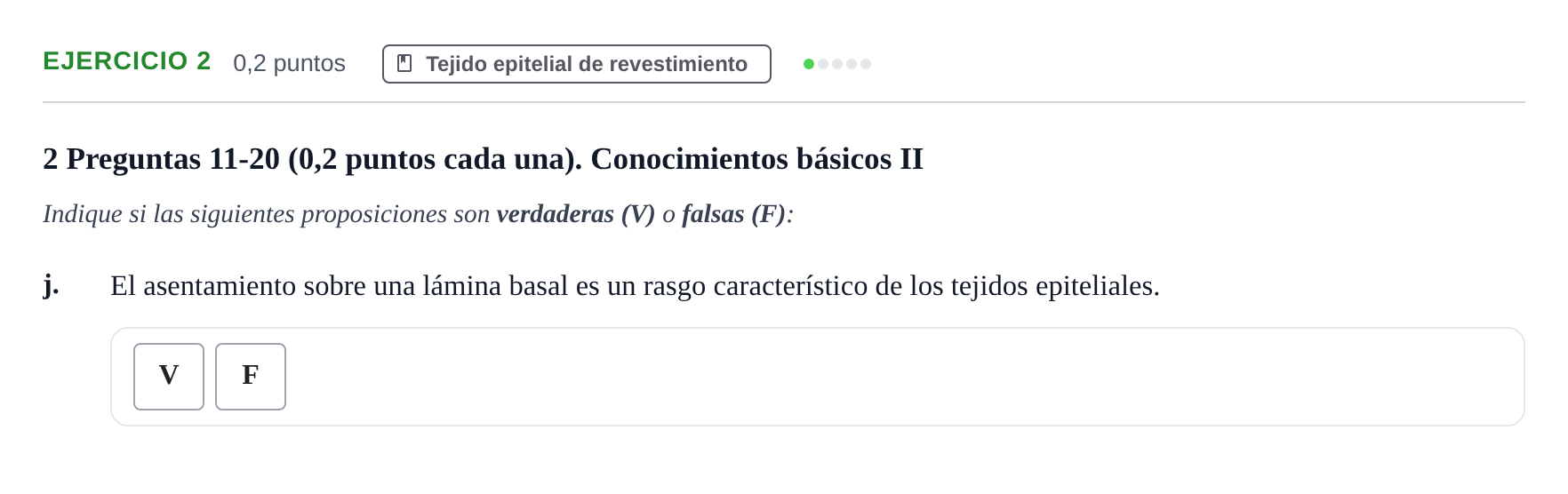Enunciado: Ejercicio 2 - Tejido epitelial de revestimiento · Histología UAB 2023