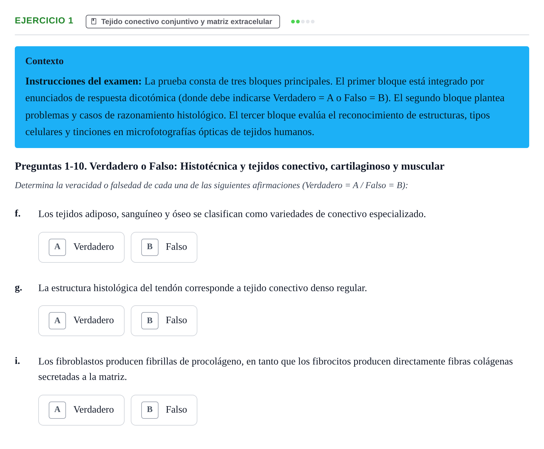 Enunciado: Ejercicio 1 - Tejido conectivo conjuntivo y matriz extracel… · Histología UAB Examen parcial de Histología Médica (Permutación 1)