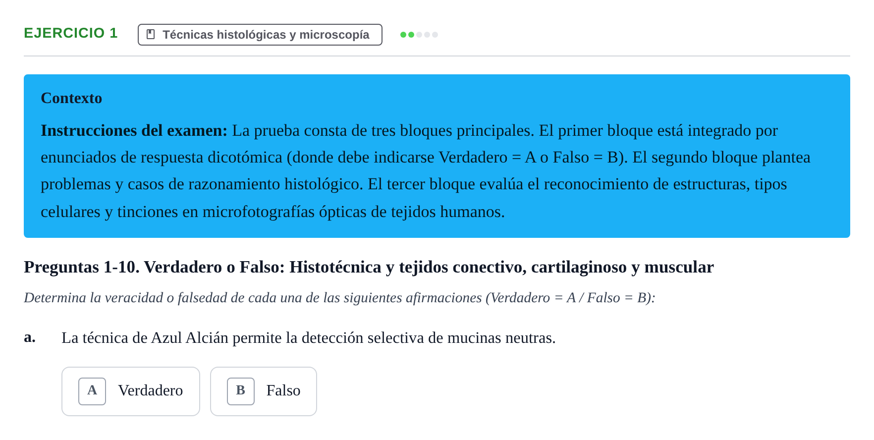 Enunciado: Ejercicio 1 - Técnicas histológicas y microscopía · Histología UAB Examen parcial de Histología Médica (Permutación 1)
