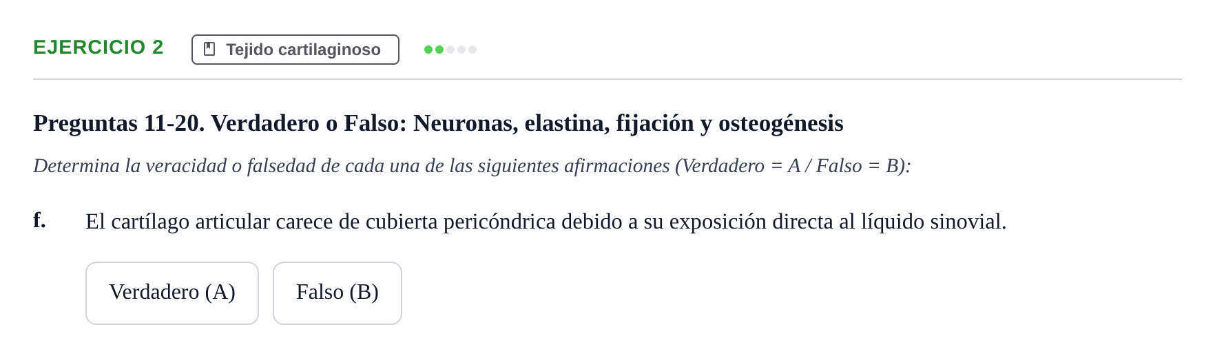 Enunciado: Ejercicio 2 - Tejido cartilaginoso · Histología UAB Examen parcial de Histología Médica (Permutación 1)
