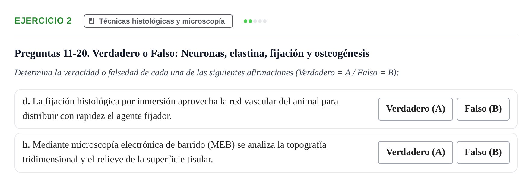 Enunciado: Ejercicio 2 - Técnicas histológicas y microscopía · Histología UAB Examen parcial de Histología Médica (Permutación 1)