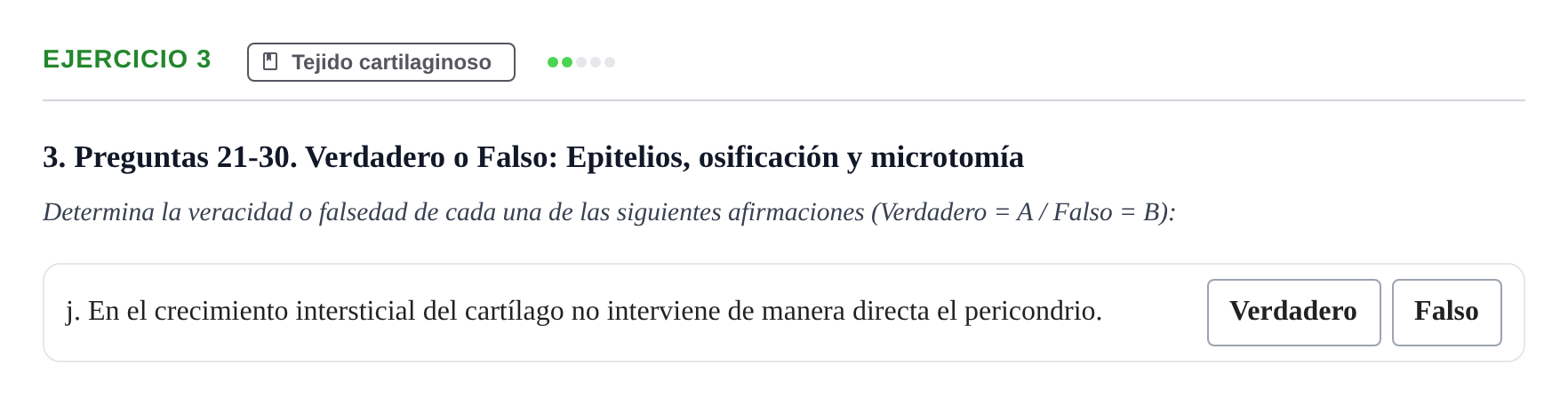Enunciado: Ejercicio 3 - Tejido cartilaginoso · Histología UAB Examen parcial de Histología Médica (Permutación 1)