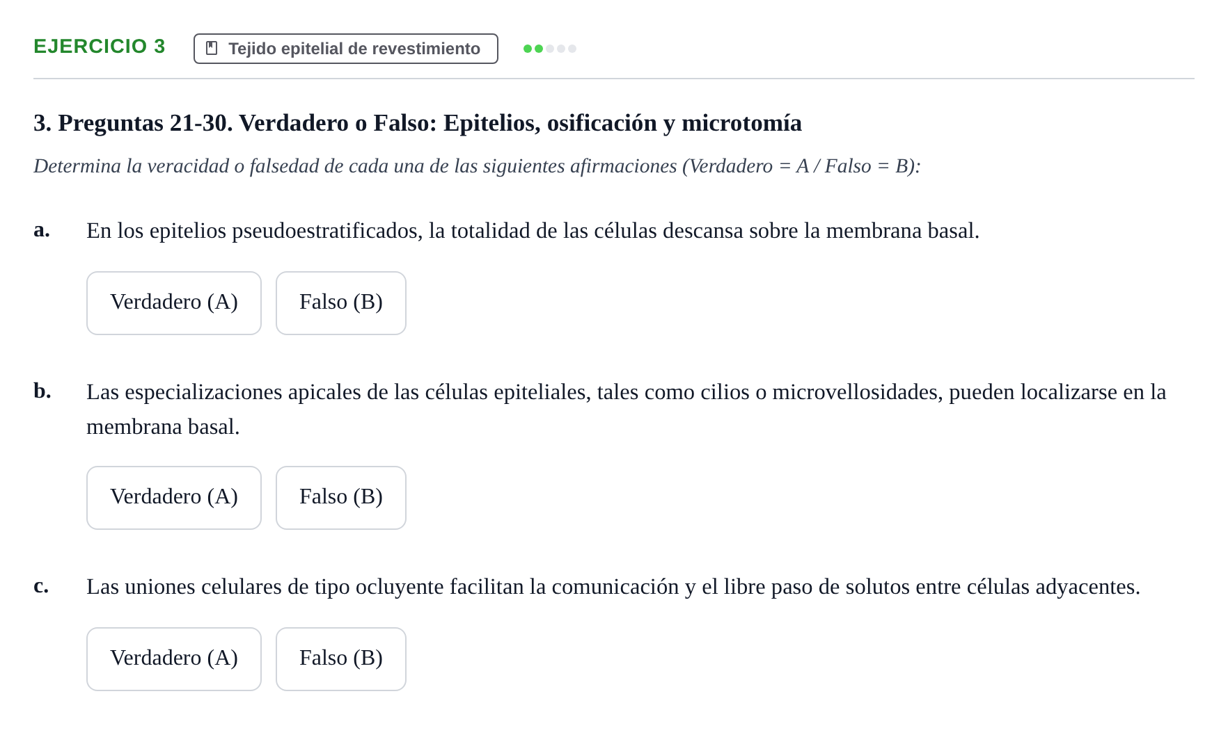 Enunciado: Ejercicio 3 - Tejido epitelial de revestimiento · Histología UAB Examen parcial de Histología Médica (Permutación 1)